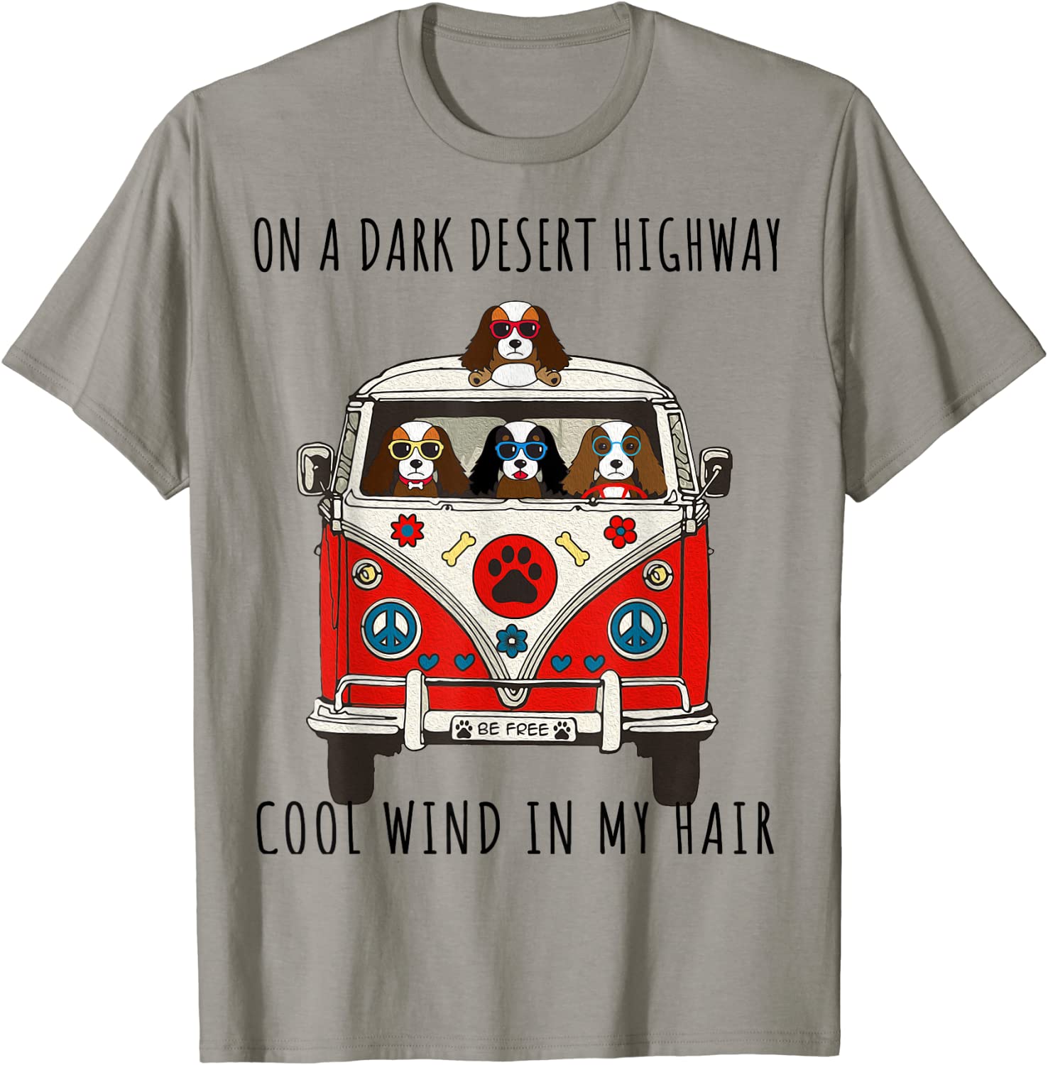 Cavalier King Charles Spaniel Artwork Desert Highway T-Shirt
