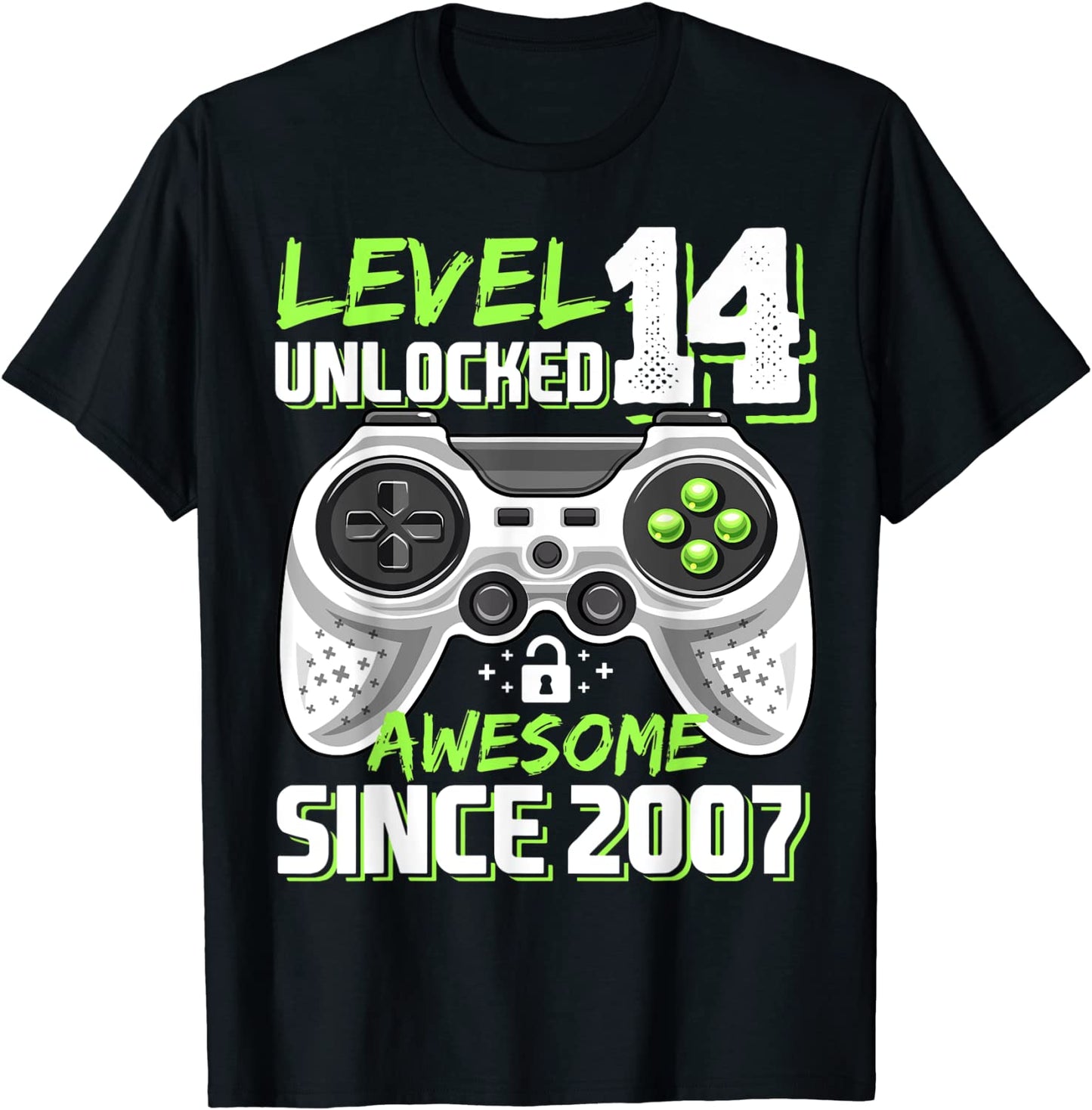 Level 14 Unlocked Awesome 2007 Video Game 14th Birthday Gift T-Shirt