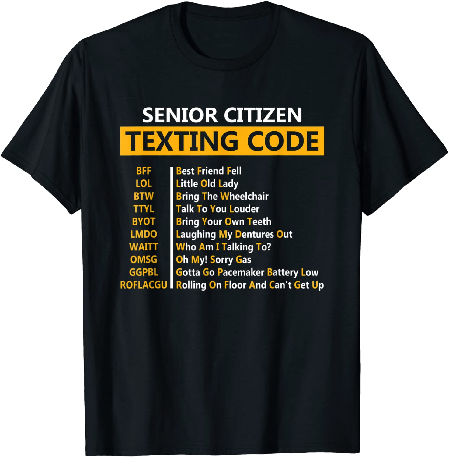 Funny Senior Citizens Texting Code Design Gift for Grandpa T-Shirt