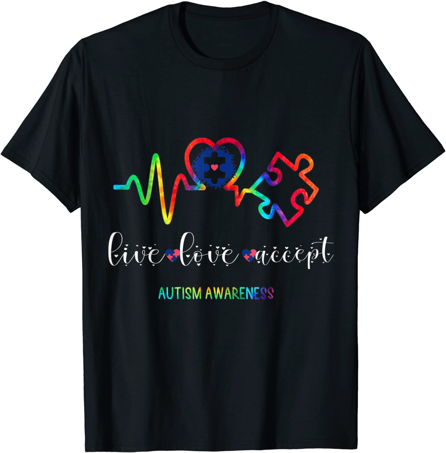 Live Love Accept Autism Awareness T-Shirt
