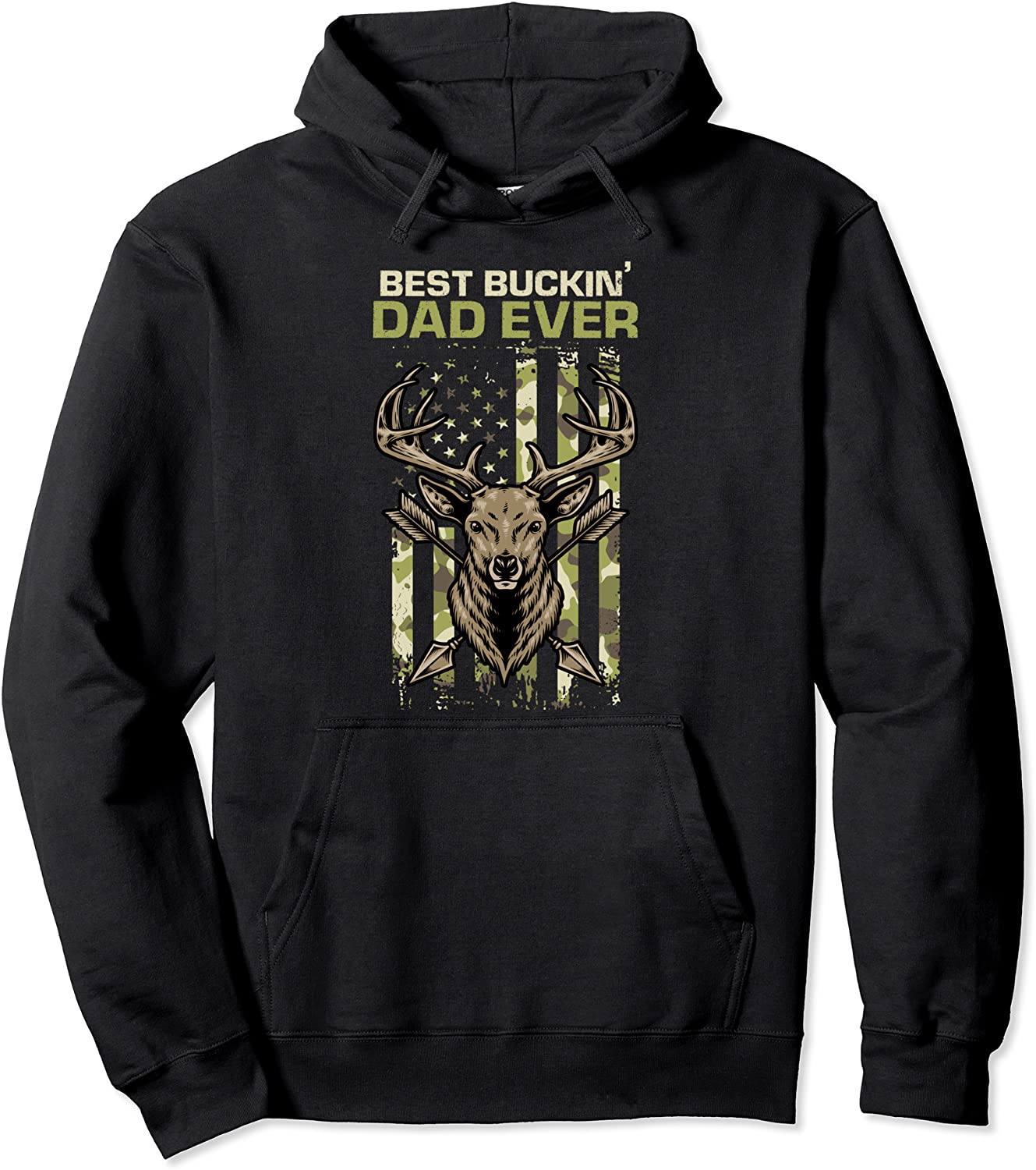 Best Bucking Dad Ever Camouflage American Flag Hunter Pullover Hoodie