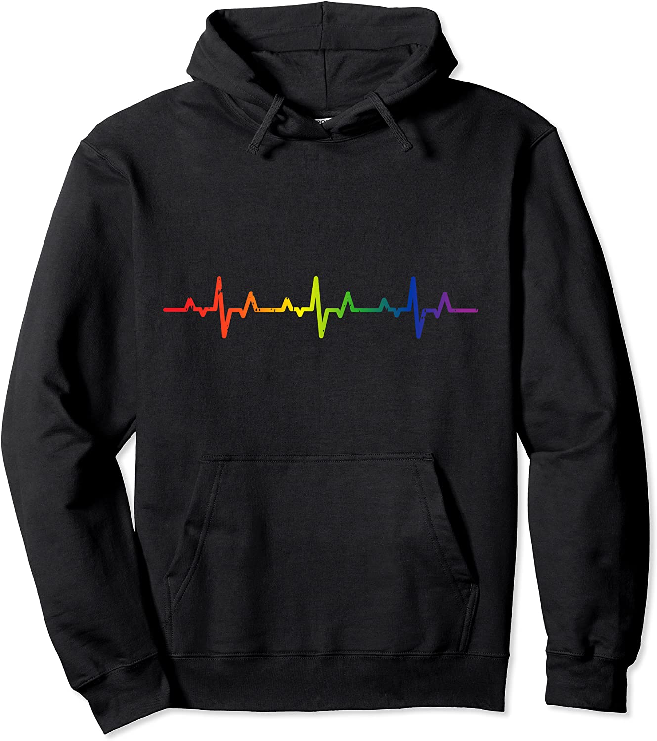 Gay Heartbeat Pride Rainbow Flag LGBTQ Cool LGBT Ally Gift Pullover Hoodie