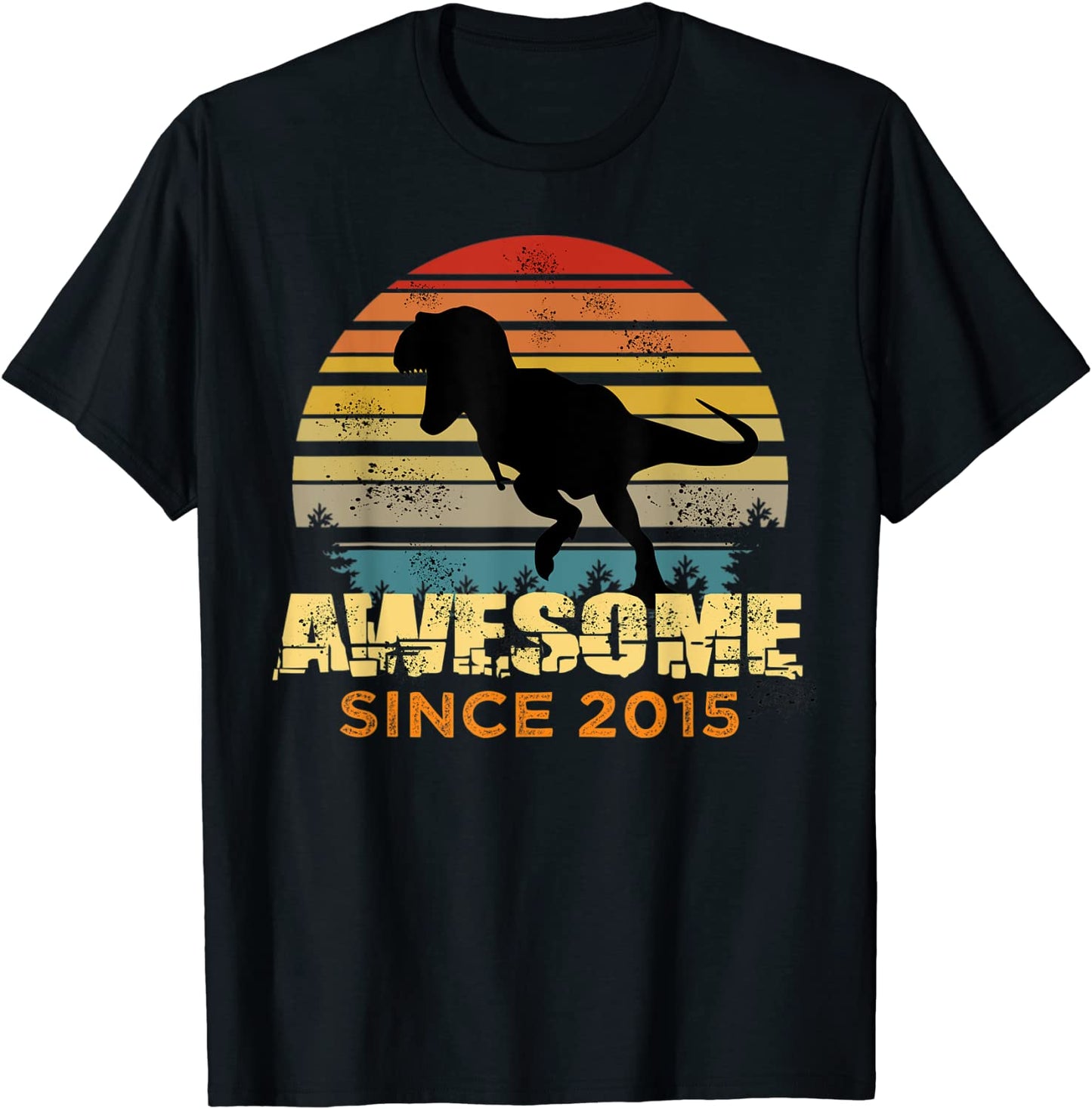 6th Birthday Dinosaur 6 Year Old Boy Awesome Since 2015 T-Shirt