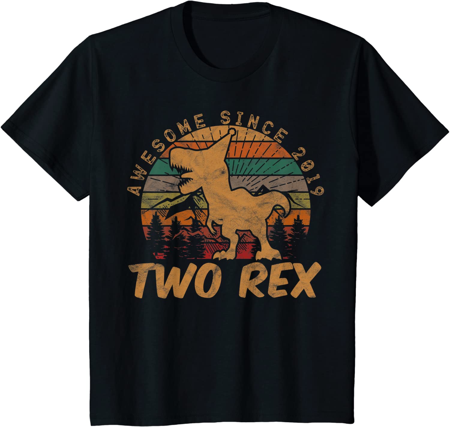 Kids Two Rex 2nd Birthday Second Dinosaur 2 Year Old T-Shirt