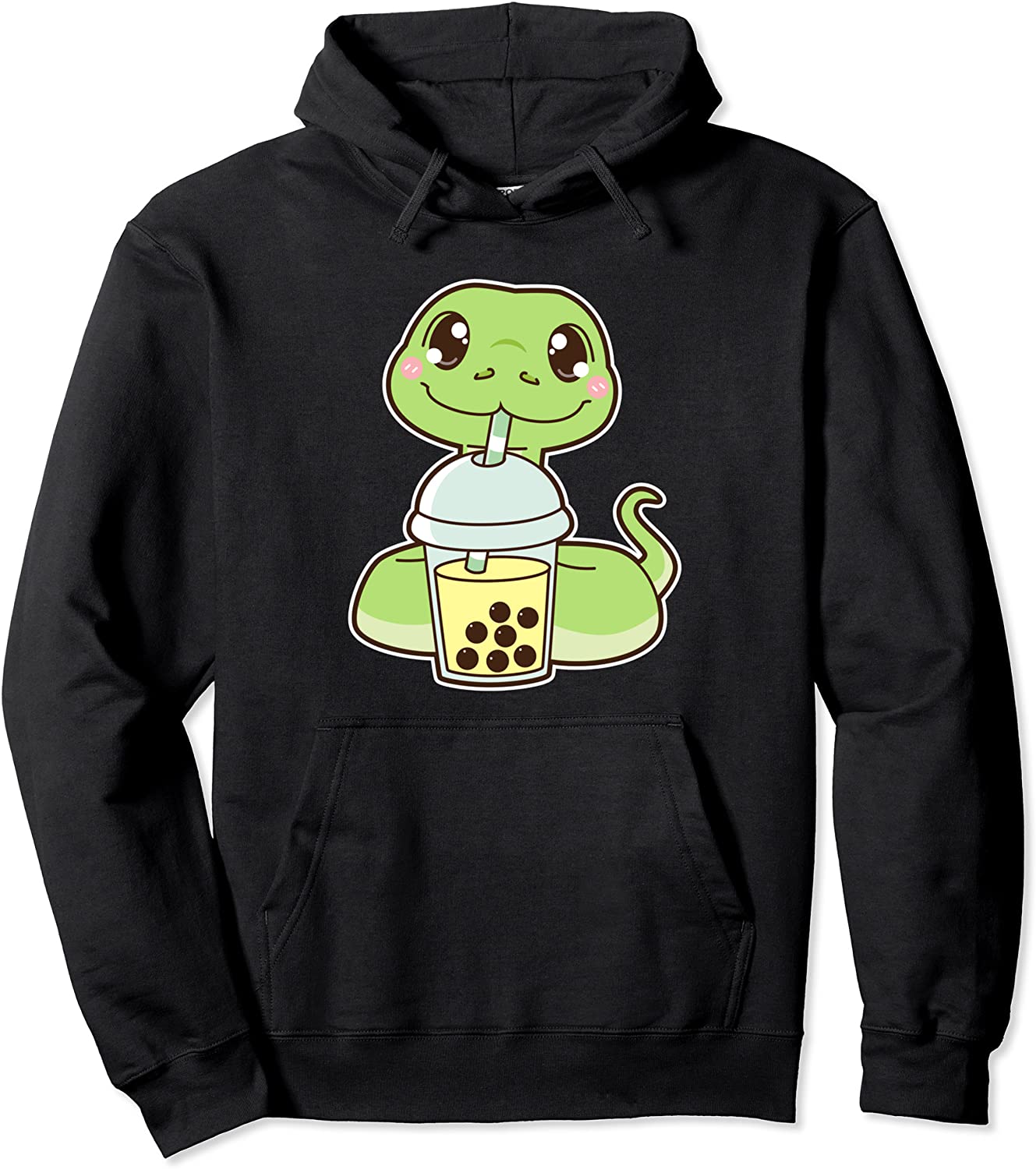 Kawaii Cute Zodiac Boba Snake Yellow Bubble Pearl Milk Tea Pullover Hoodie