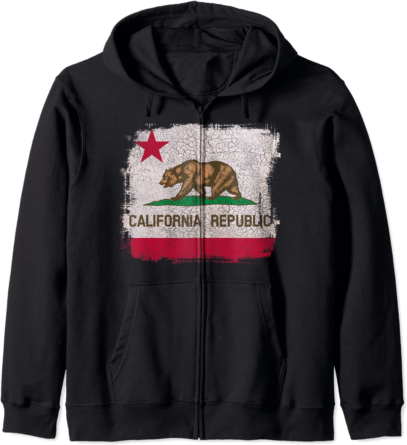 California Republic Flag Distressed Souvenir Bear Hoodie