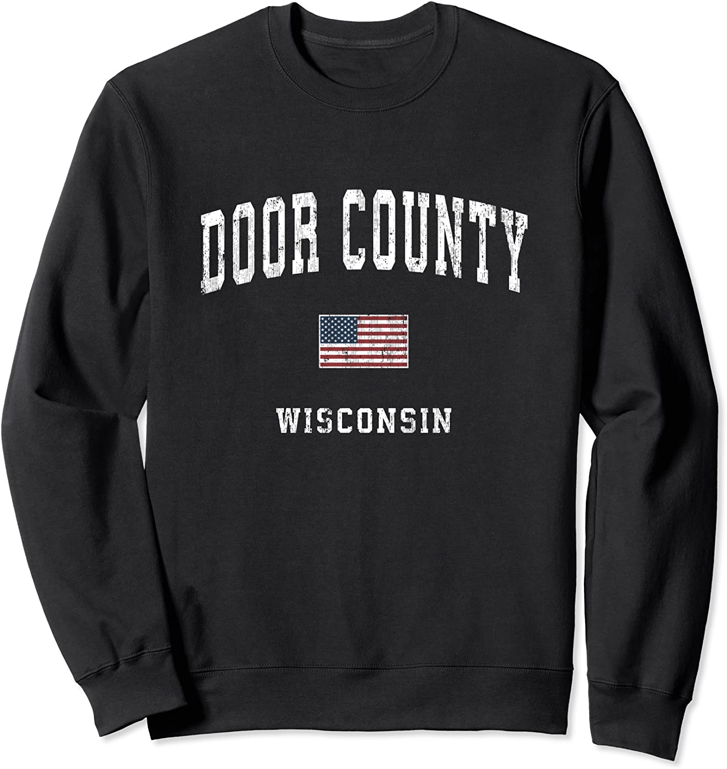 Door County Wisconsin WI Vintage American Flag Sports Design Sweatshirt