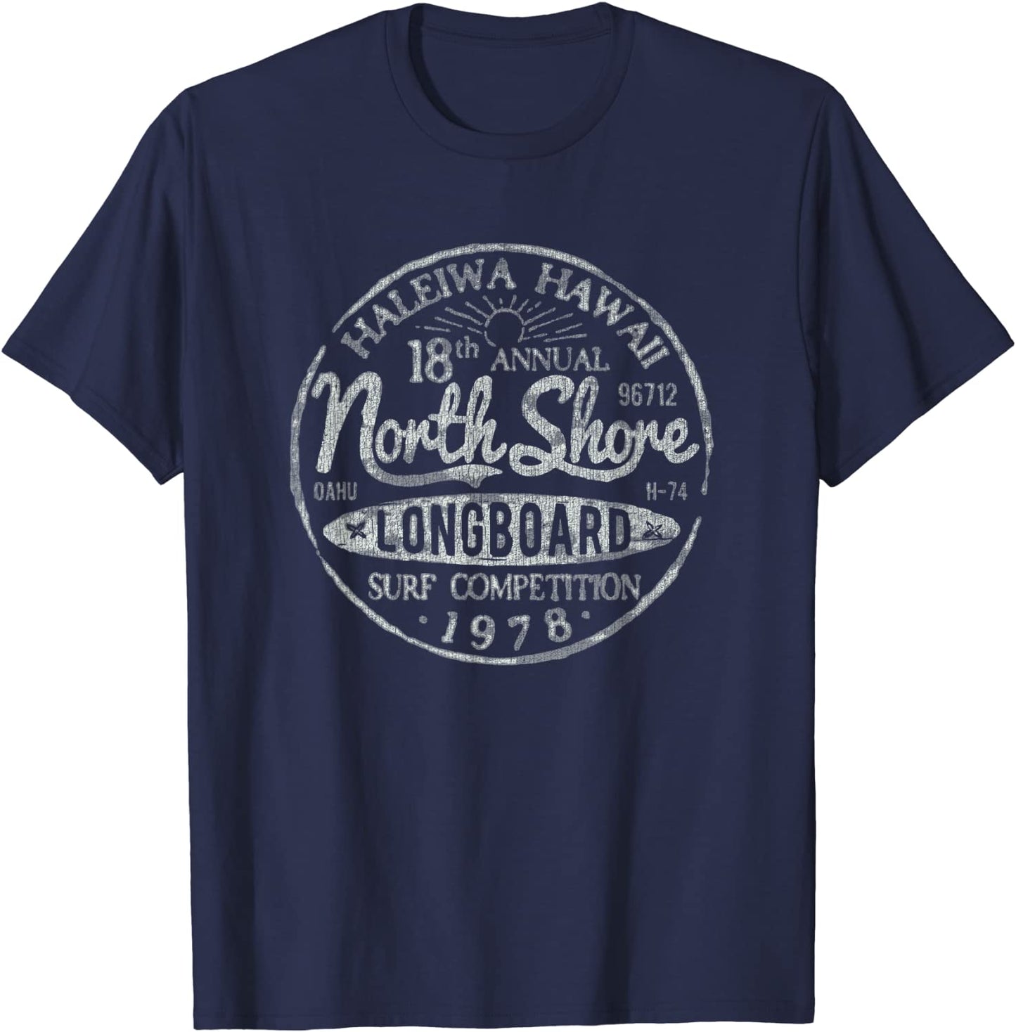 North Shore Long Board Surf Vintage Hawaii Beach T-Shirt
