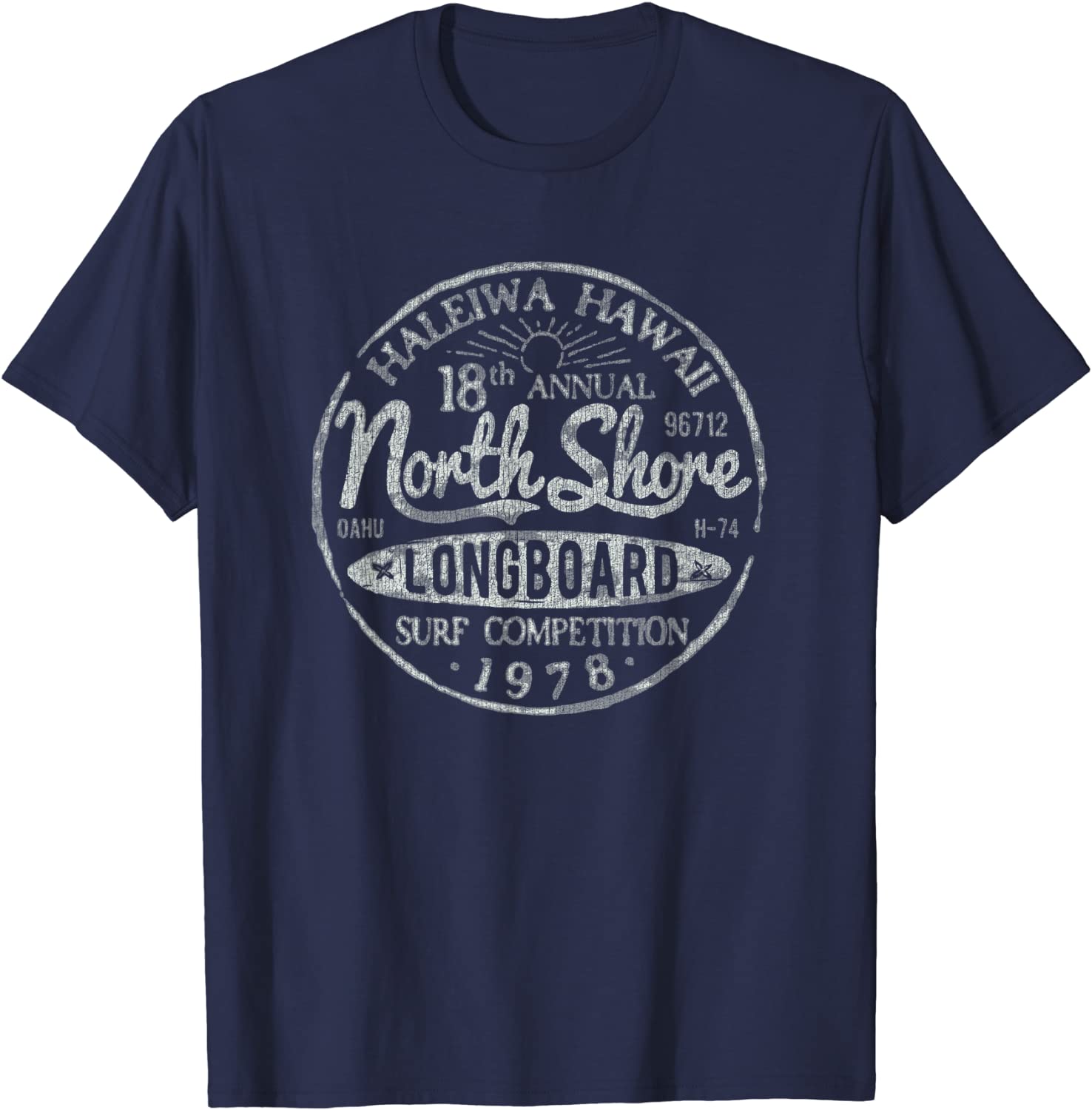 North Shore Long Board Surf Vintage Hawaii Beach T-Shirt