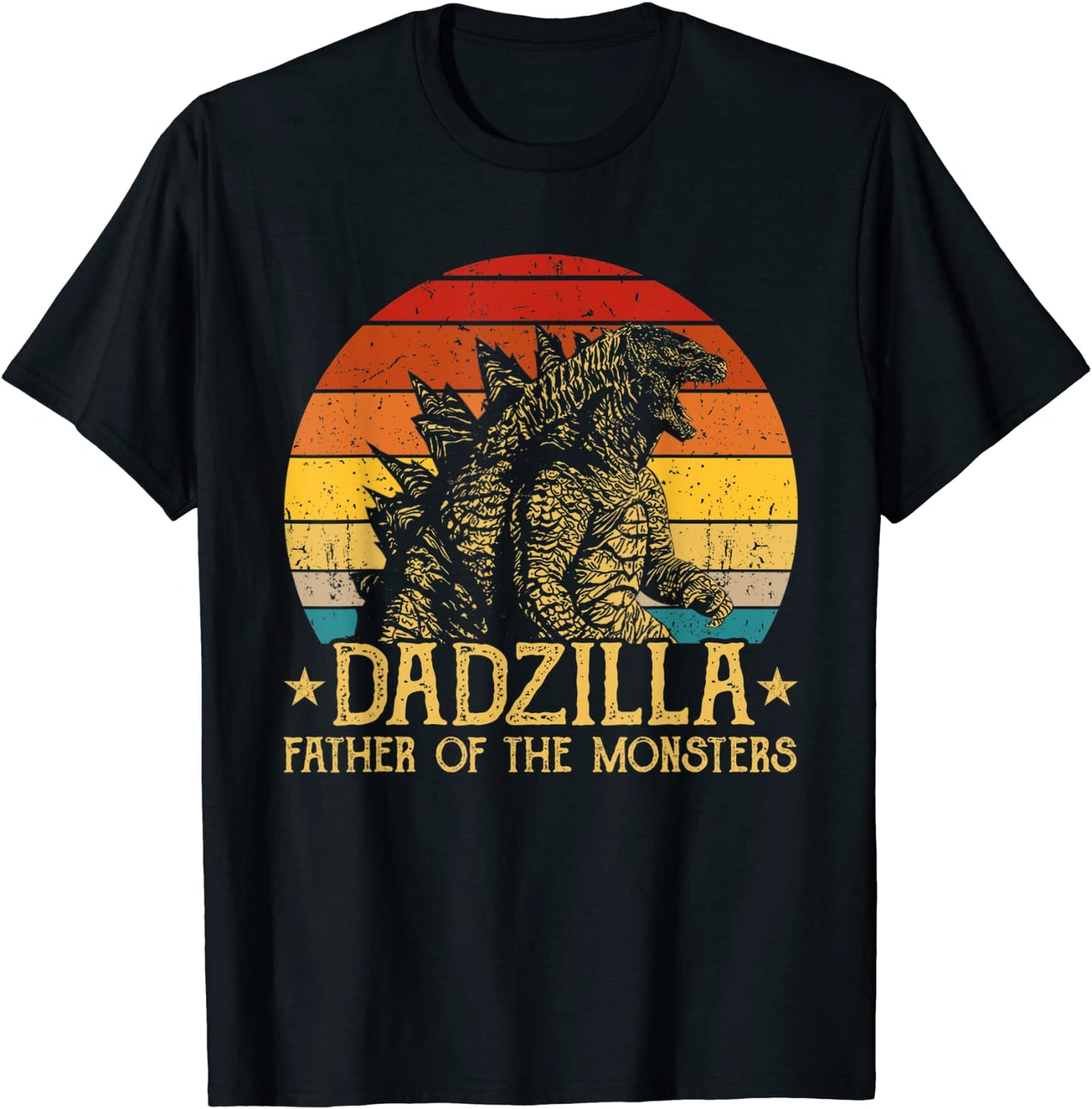 Dadzilla Father Of The Monsters Retro Vintage Sunset T-Shirt
