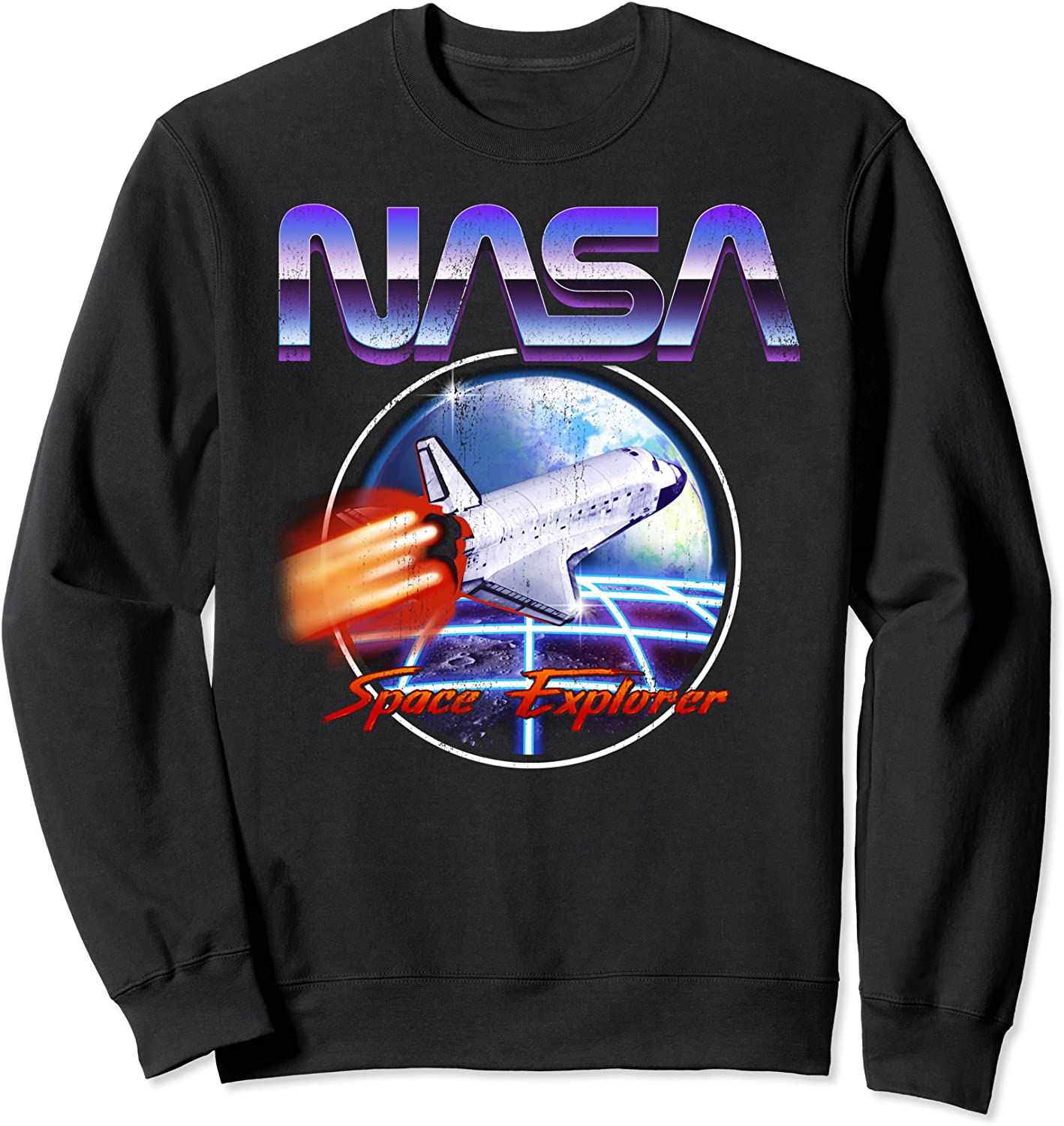 NASA Space Explorer 80s Neon Chrome Retro Vintage Sweatshirt