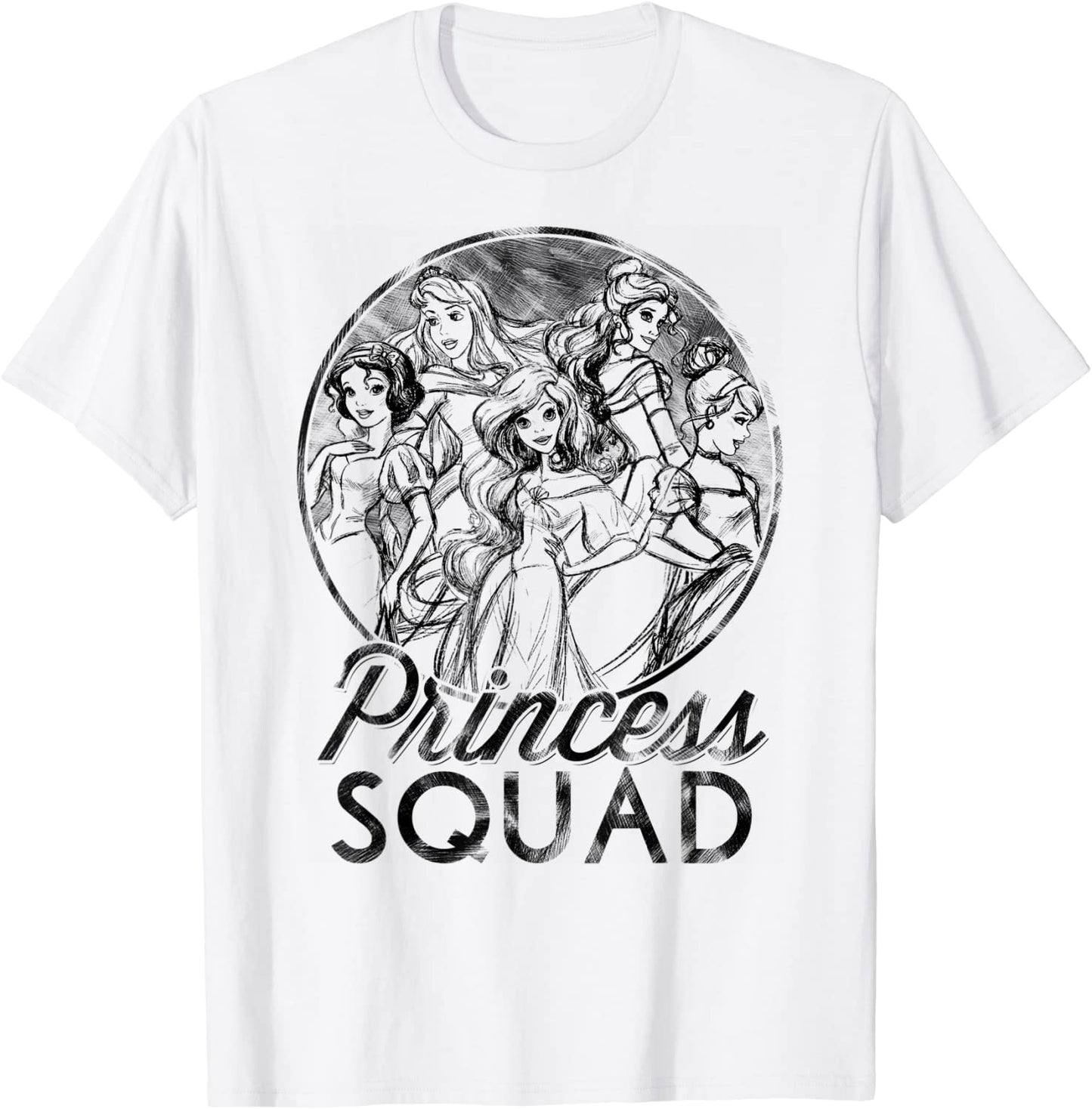 Disney Princess Squad Line Art Graphic T-Shirt T-Shirt