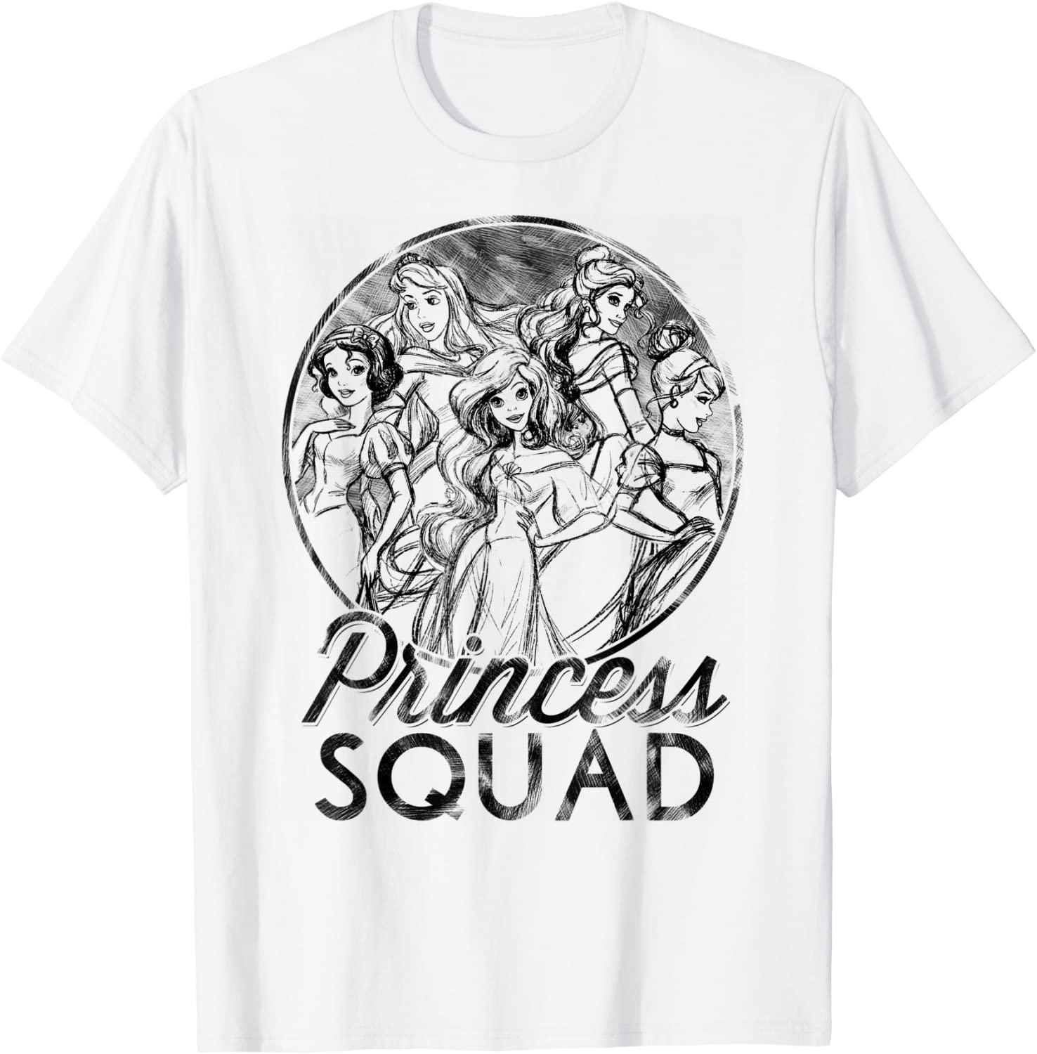 Disney Princess Squad Line Art Graphic T-Shirt T-Shirt