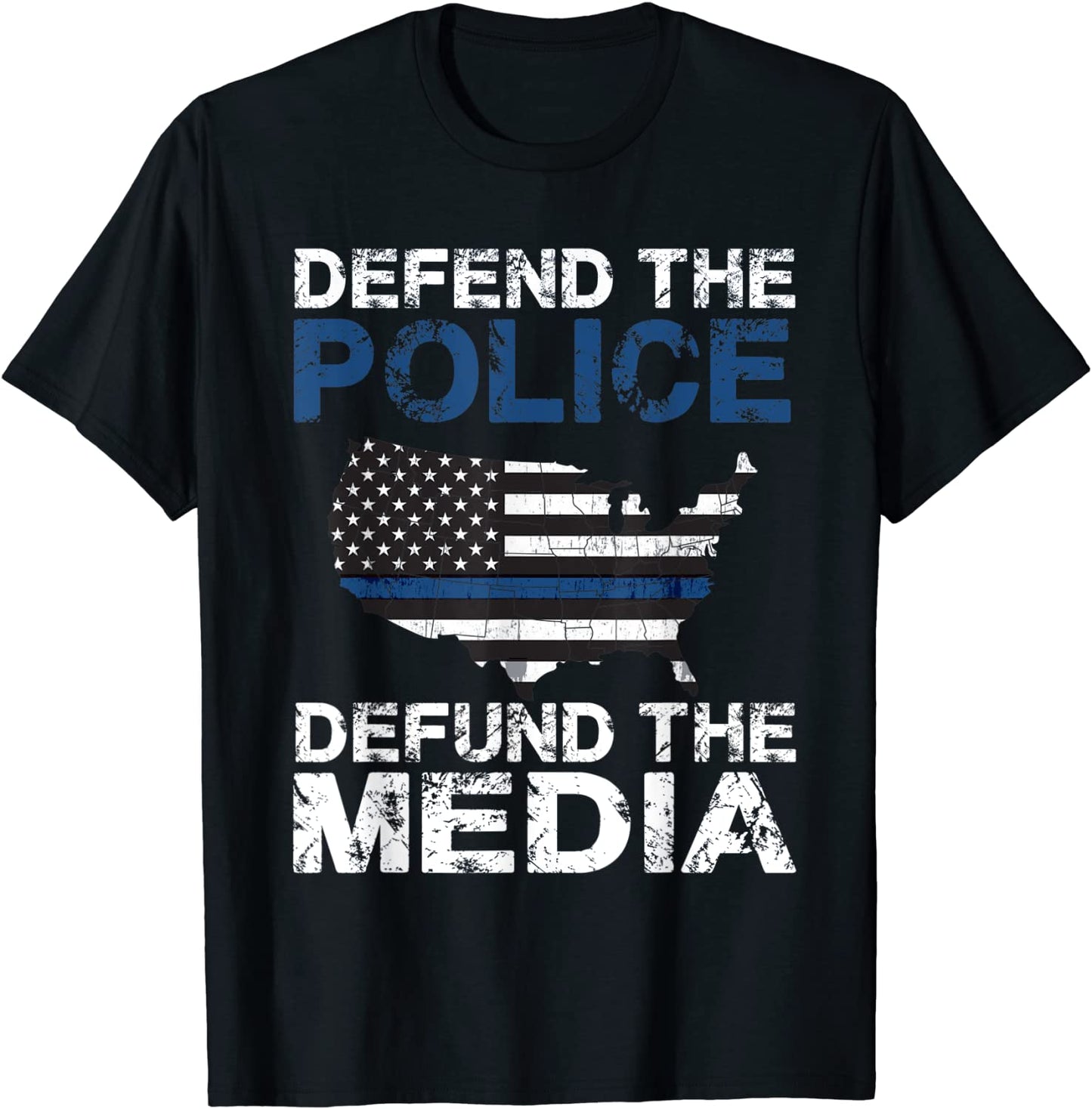 Defend the Police Defund the Media American Flag USA T-Shirt