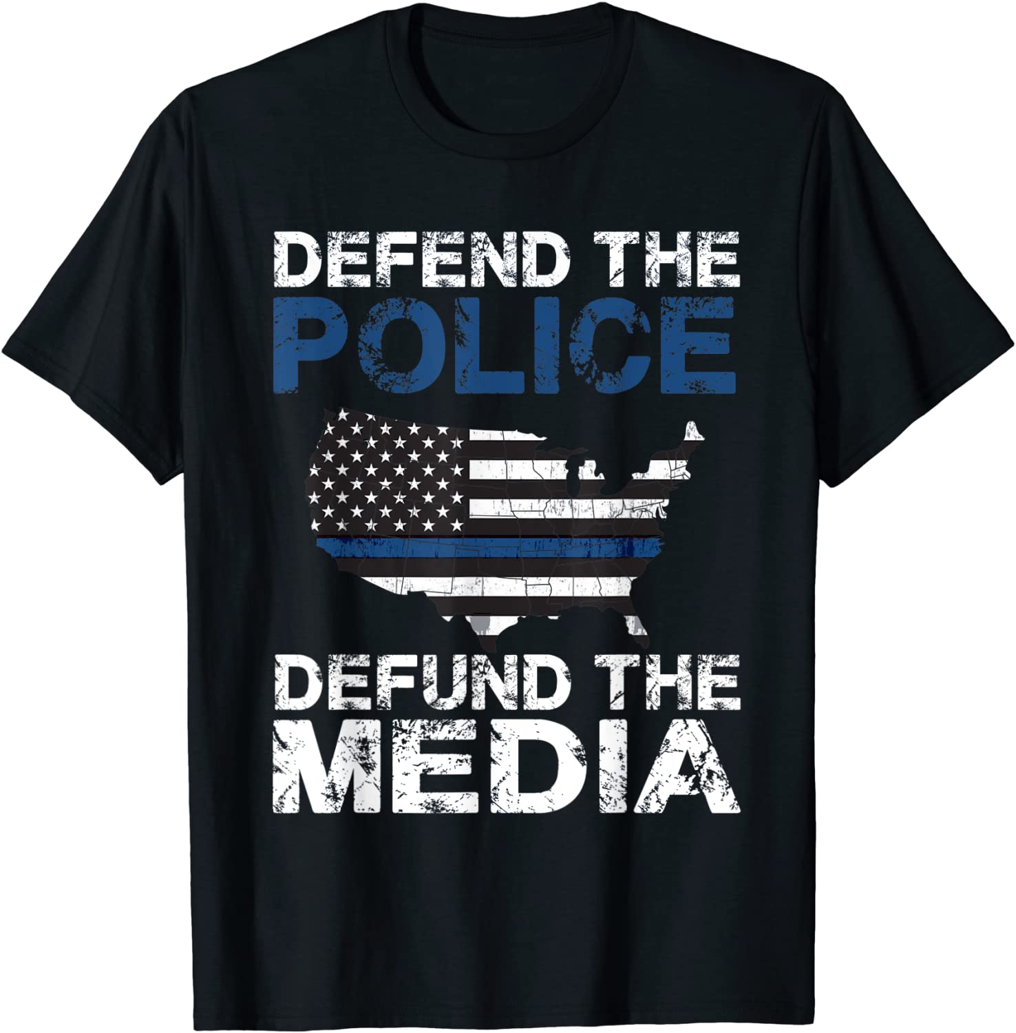 Defend the Police Defund the Media American Flag USA T-Shirt