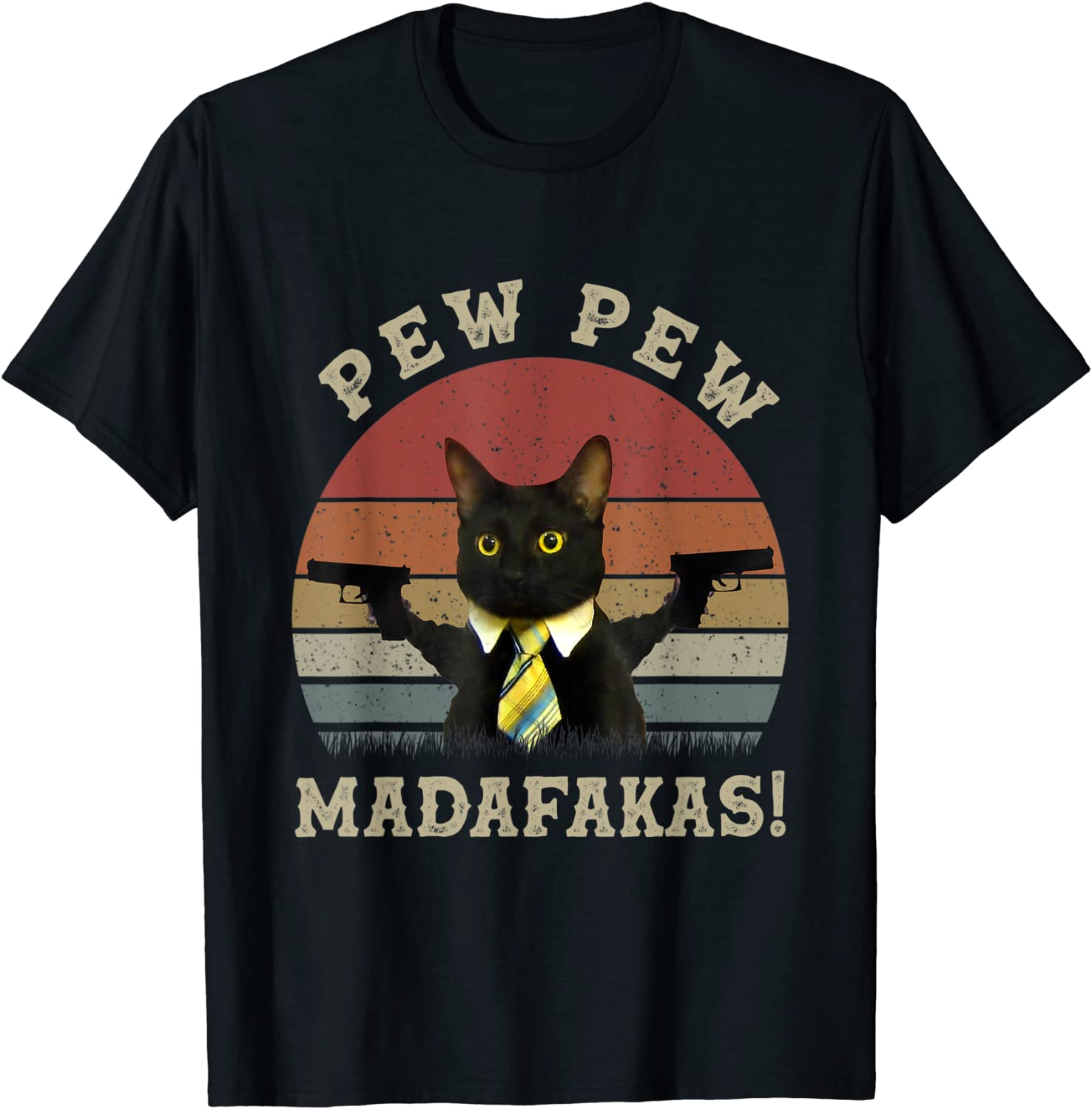 Cat Vintage PewPewPew Madafakas Cat Crazy Pew Vintage T-Shirt