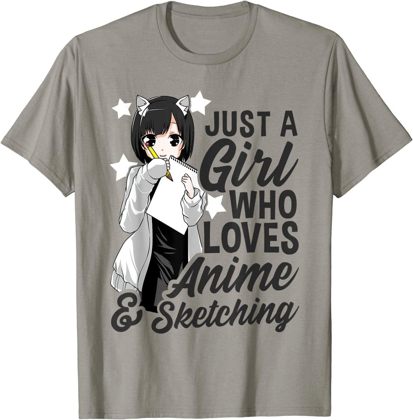 Anime Girl Just A Girl Who Loves Anime and Sketching Drawing T-Shirt