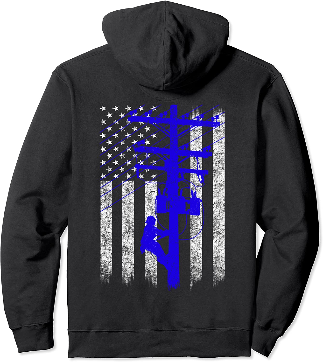 Silhouette American Flag Lineman Pullover Hoodie