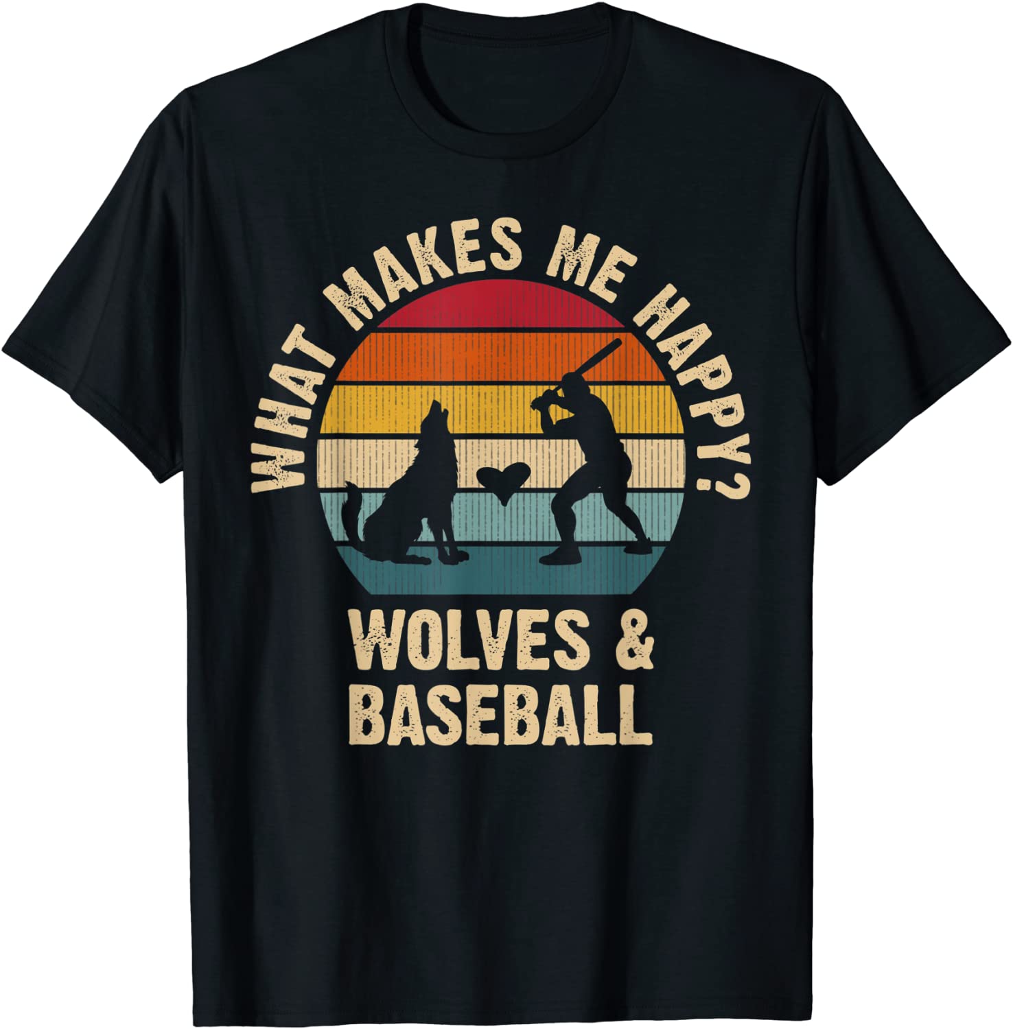 Baseball and Wolves Lovers Vintage Funny Pet Sports cute T-Shirt