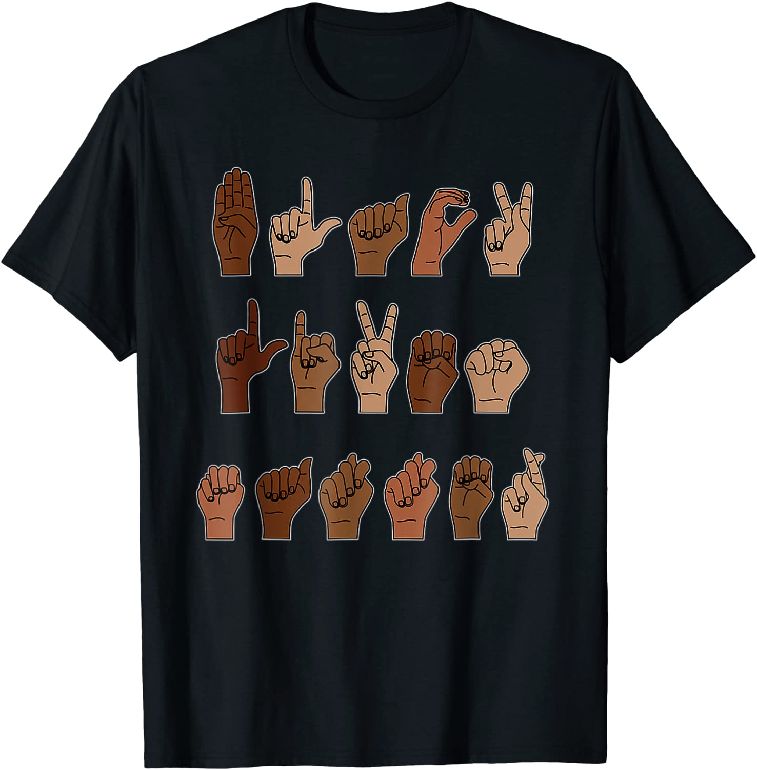 Black Lives Matter ASL Sign Language Hand Signs Deaf Mute T-Shirt
