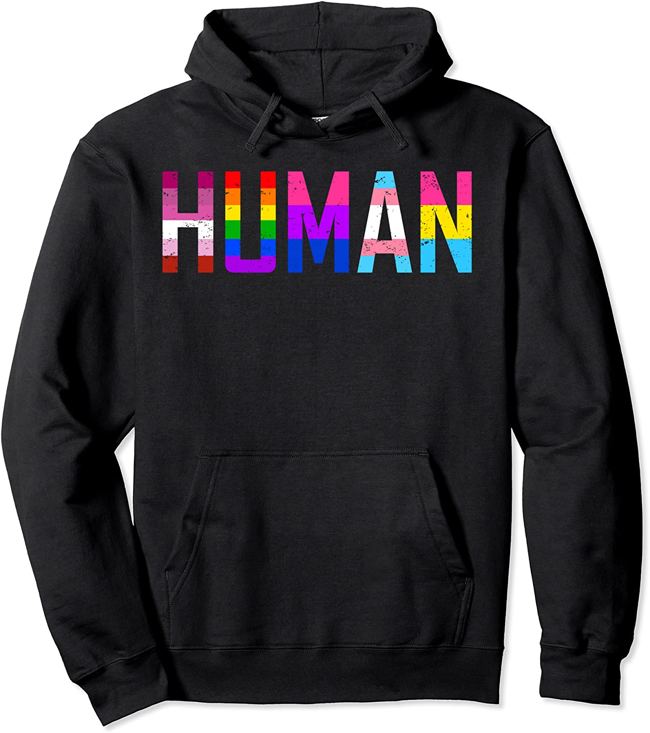 HUMAN Flag LGBT Shirt Gay Pride Month Transgender Pullover Hoodie