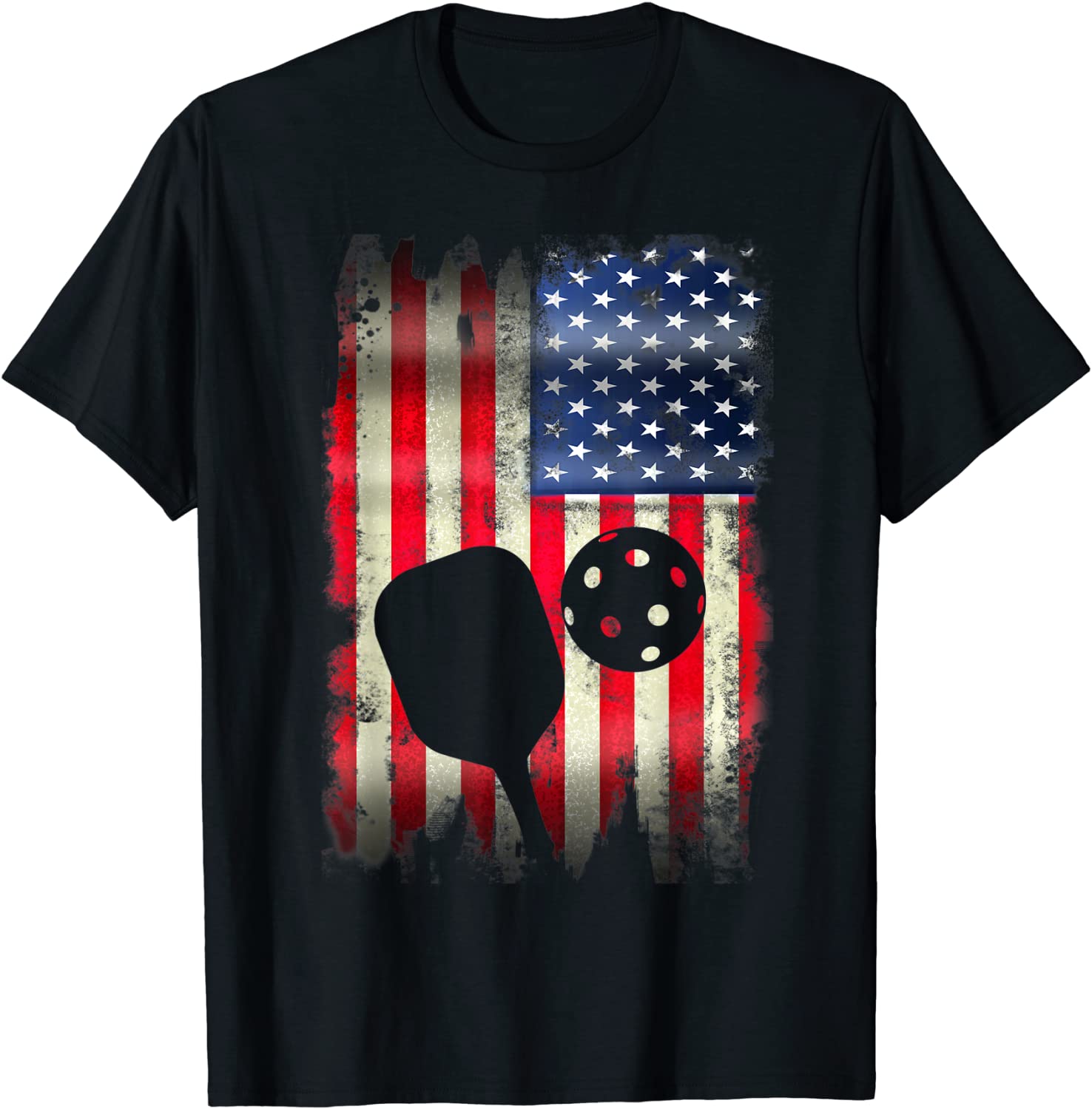 Pickleball Patriotic USA American Flag 4th of July Sports T-Shirt