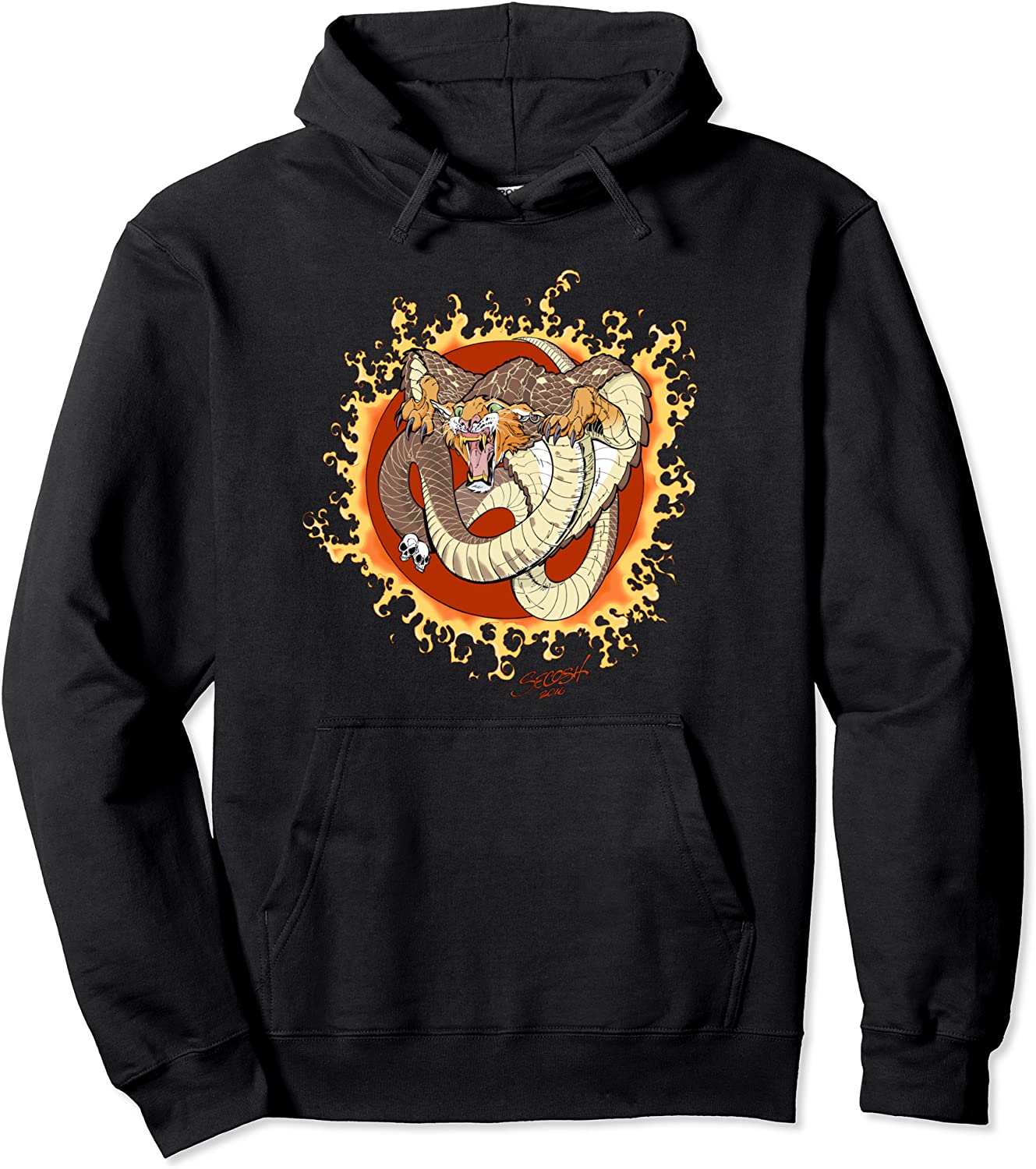 Cat Snake Flames Chimera Comic Art Pullover Hoodie