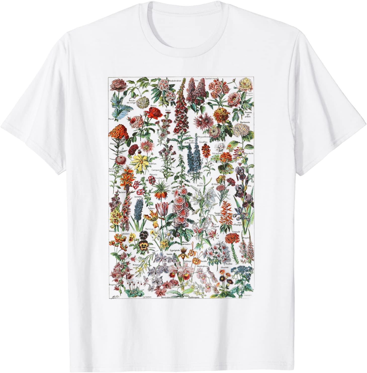 Vintage Flower Botanical Chart Floral Chart T-Shirt