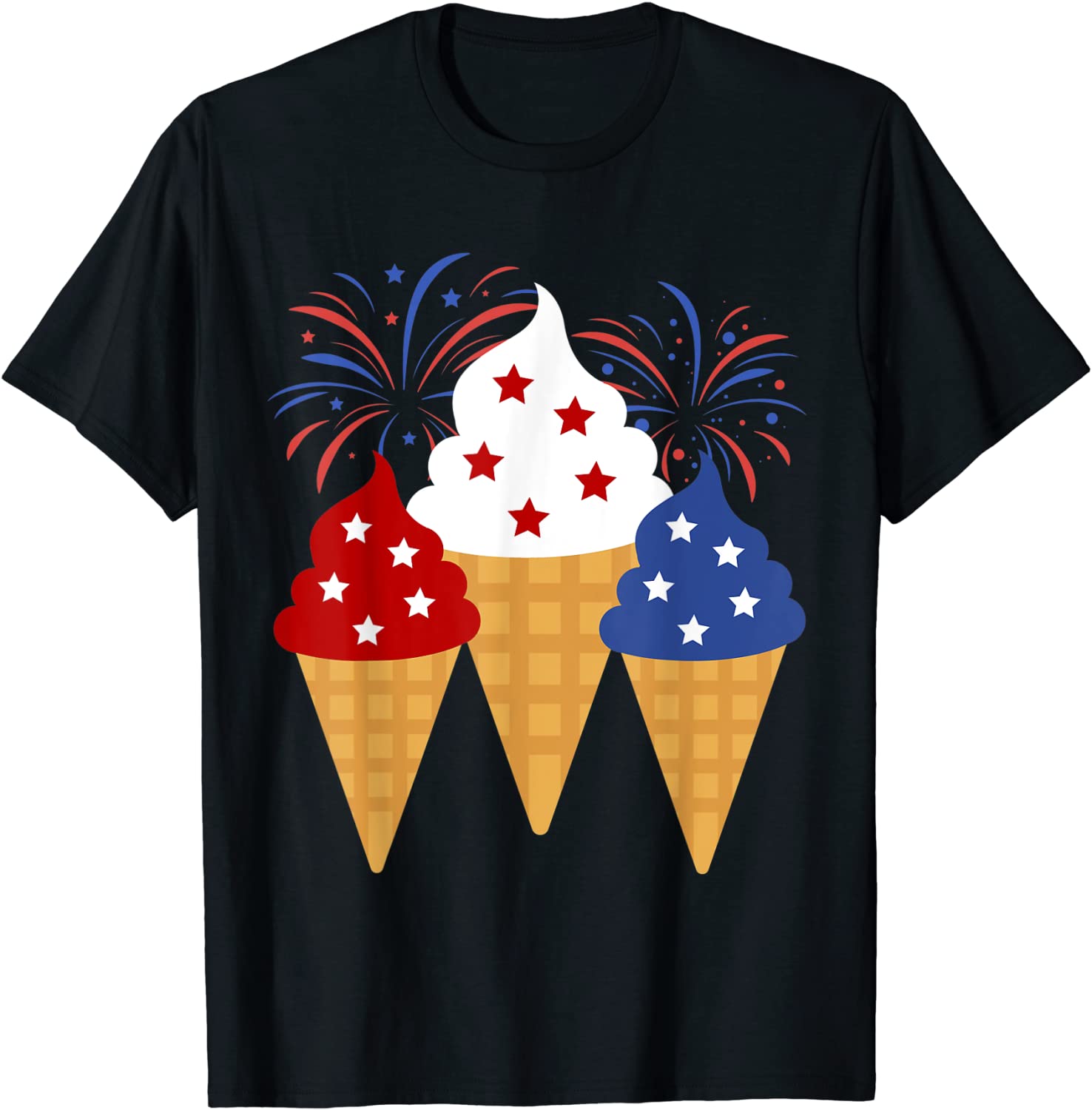Memorial Day 4th of July Holiday Patriotic Ice Cream Cones T-Shirt