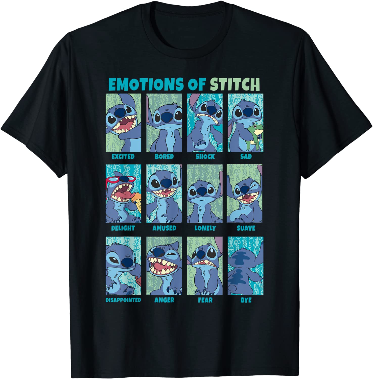 Disney Lilo Stitch Emotions Of Stitch Panels T-Shirt