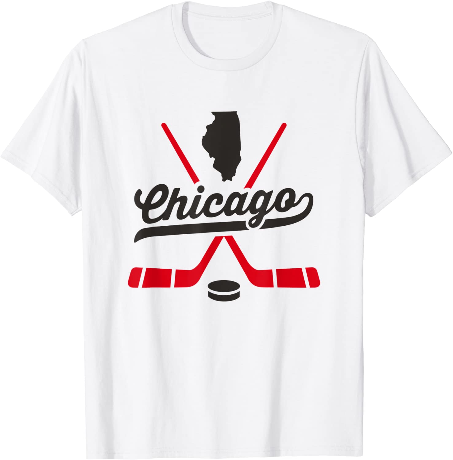 Vintage Chicago Ice Hockey Sticks Sports Team Fan Gift T-Shirt