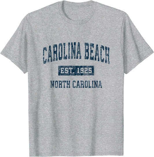 Carolina Beach North Carolina NC Vintage Sports Design Navy T-Shirt