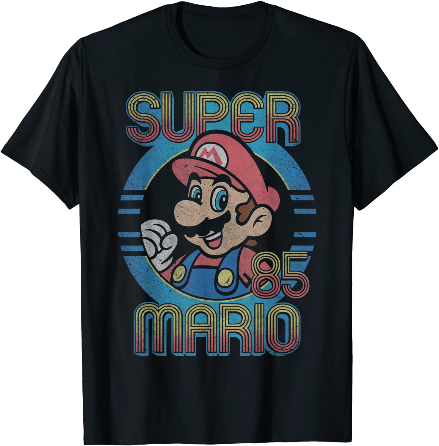 Nintendo Super Mario Retro Circle Vintage Graphic T-Shirt T-Shirt