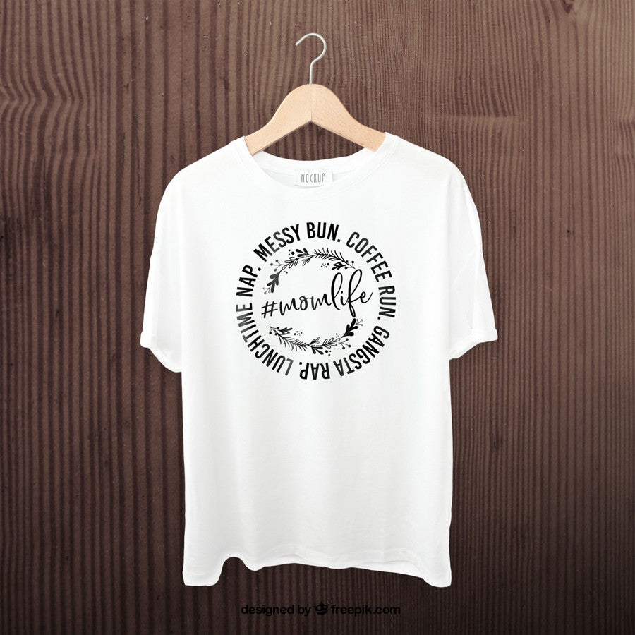 Messy Bun Coffee Run Gangsta Rap Mom Life Shirt T-Shirt