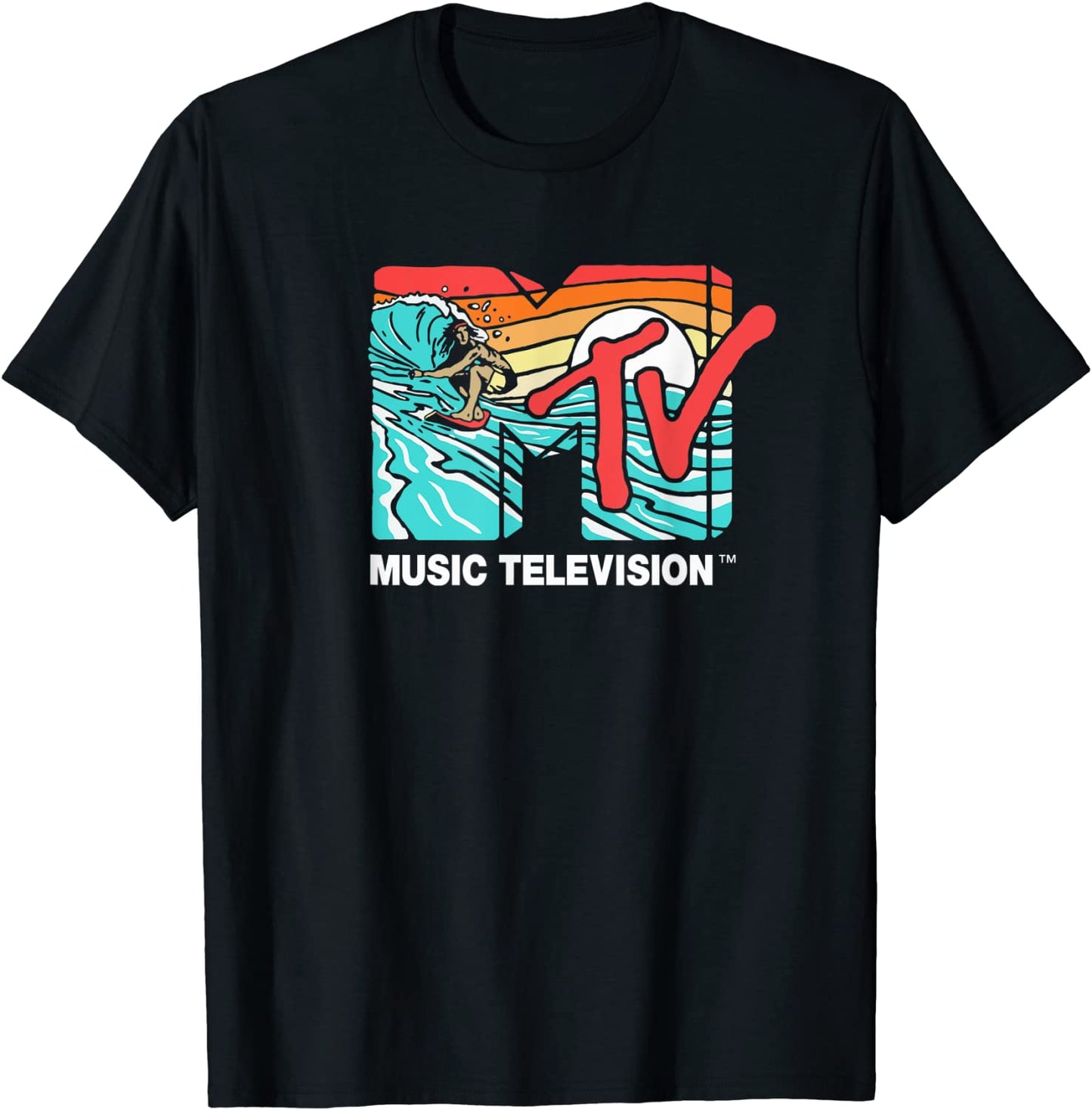 Mademark x MTV - MTV Catch a Wave MTV Surfer Logo Retro Graphic T-Shirt