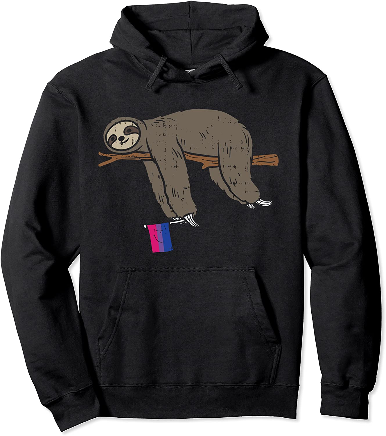 Bisexual Pride Flag Lazy Sloth Bi LGBTQ Animal Lover Gift Pullover Hoodie