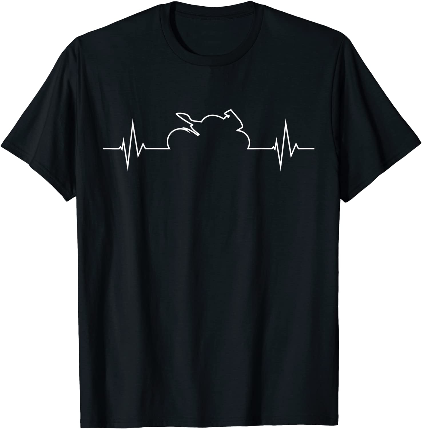 Sportbike Heartbeat T Shirt Motorcycle Pulse Line Tee