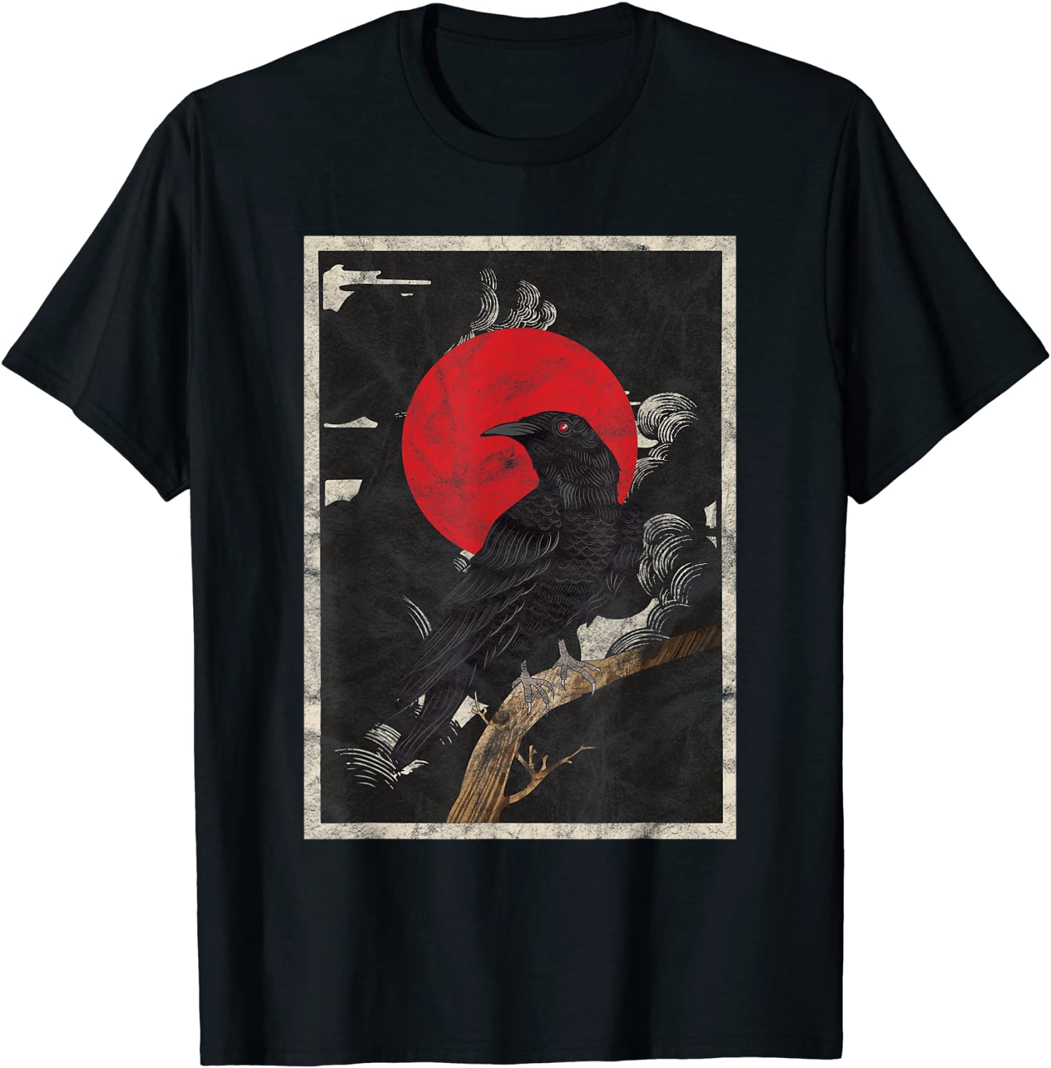 Red Moon Raven Graphic Black Crow T-Shirt Design