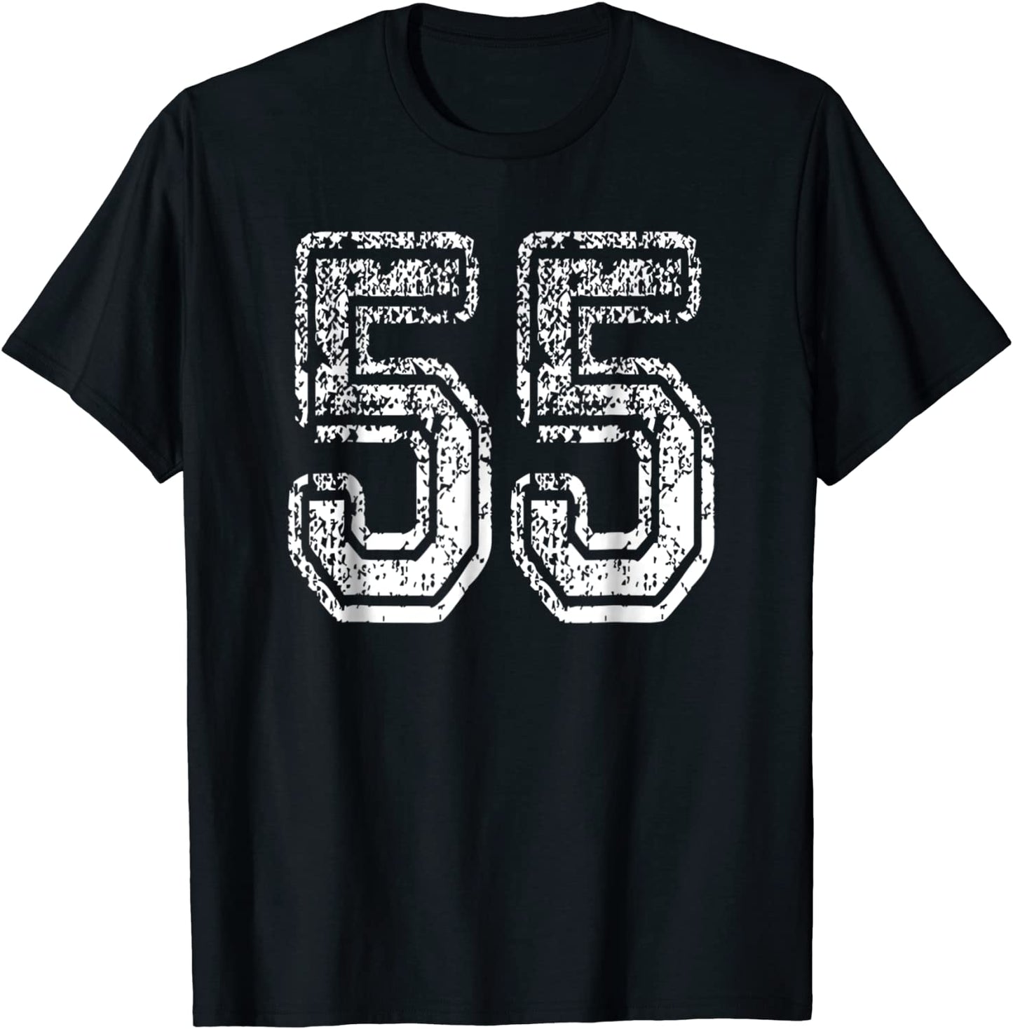 55 Grungy Numbered Sports Team T-Shirts printed both sides