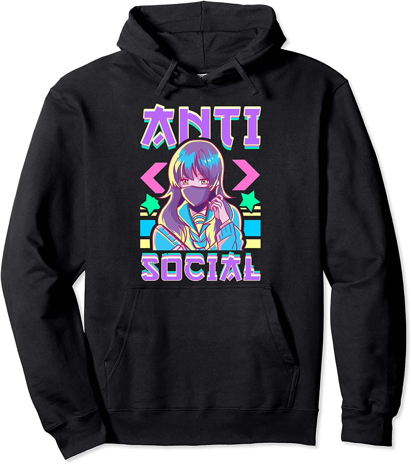 Cute Anti Social Vaporwave Anime Girl Japanese Antisocial Pullover Hoodie