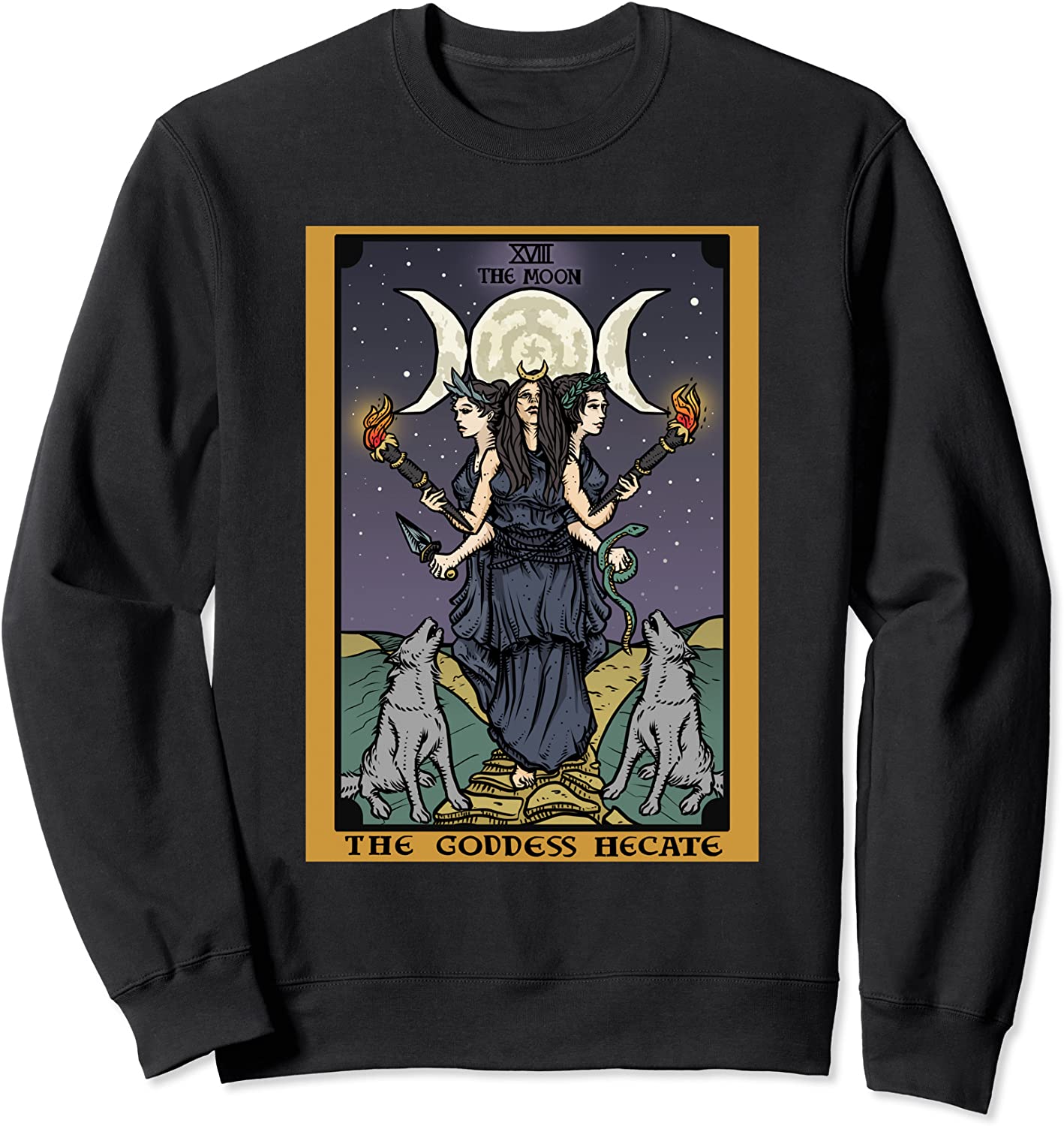The Goddess Hecate Tarot Card Triple Moon Witch Hekate Wheel Sweatshirt