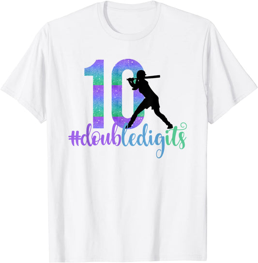 10th Birthday Double Digits Girl Sports Athlete Ten Softball T-Shirt