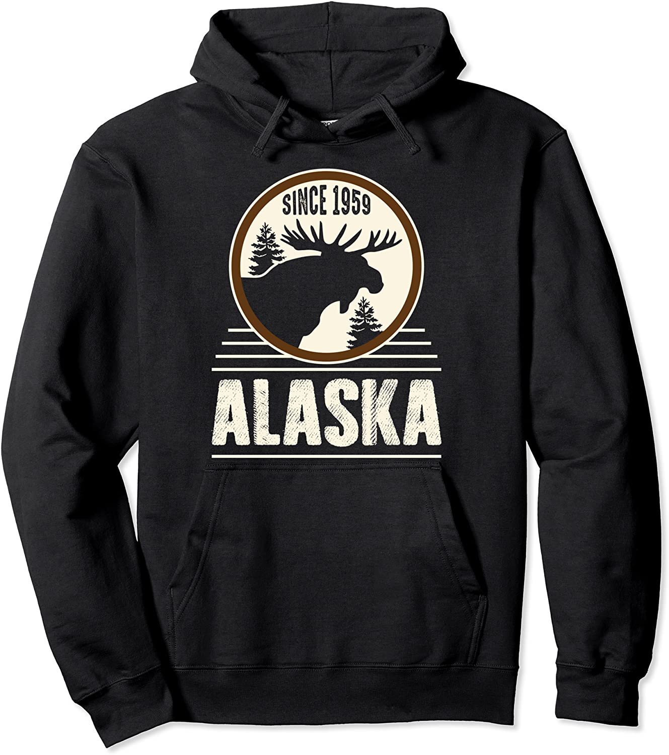 Alaskan Mountain Logo Moose Alaska Souvenir Gift Pullover Hoodie