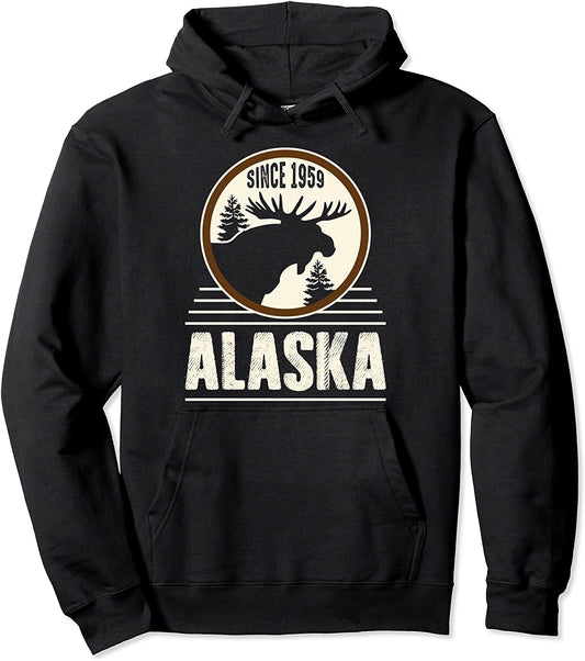 Alaskan Mountain Logo Moose Alaska Souvenir Gift Pullover Hoodie