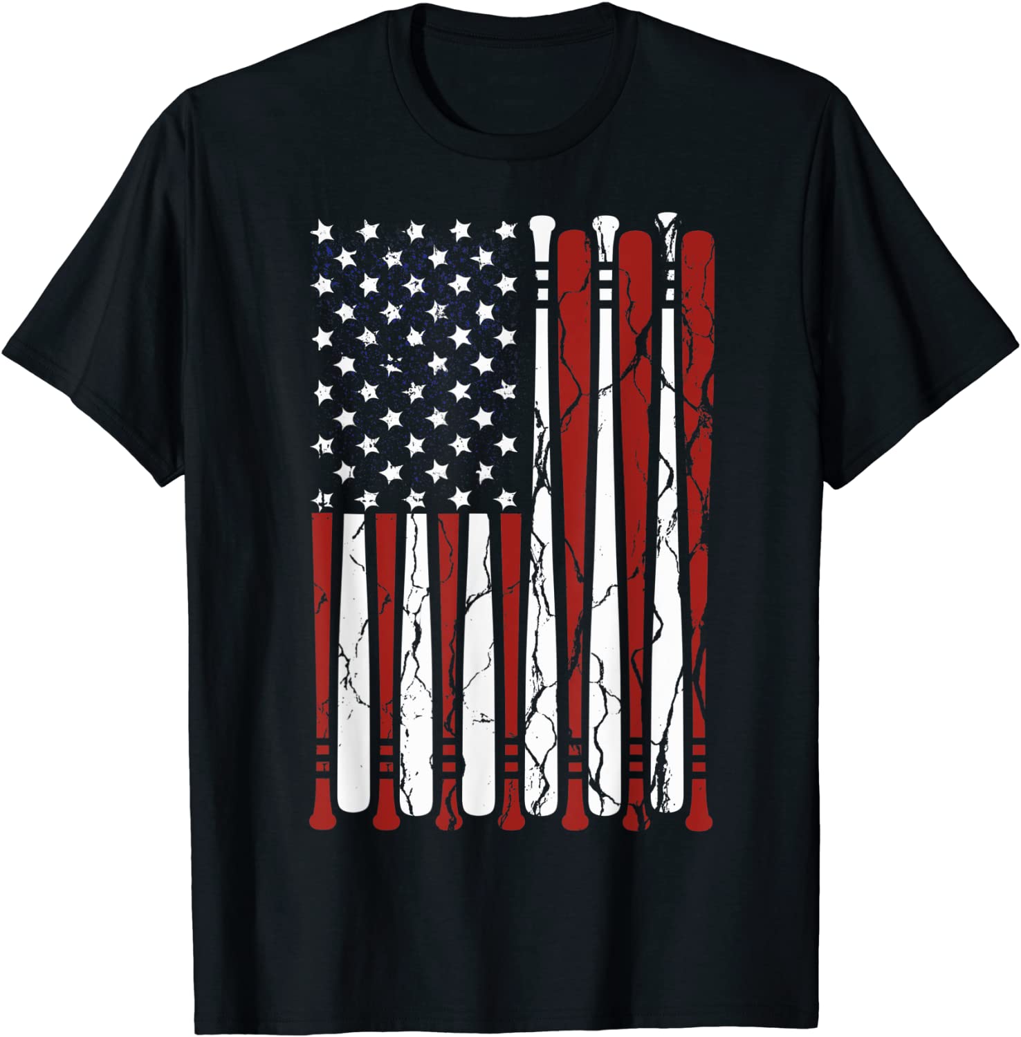 Vintage American Flag Baseball Men Boys Apparel Dad 4th July T-Shirt