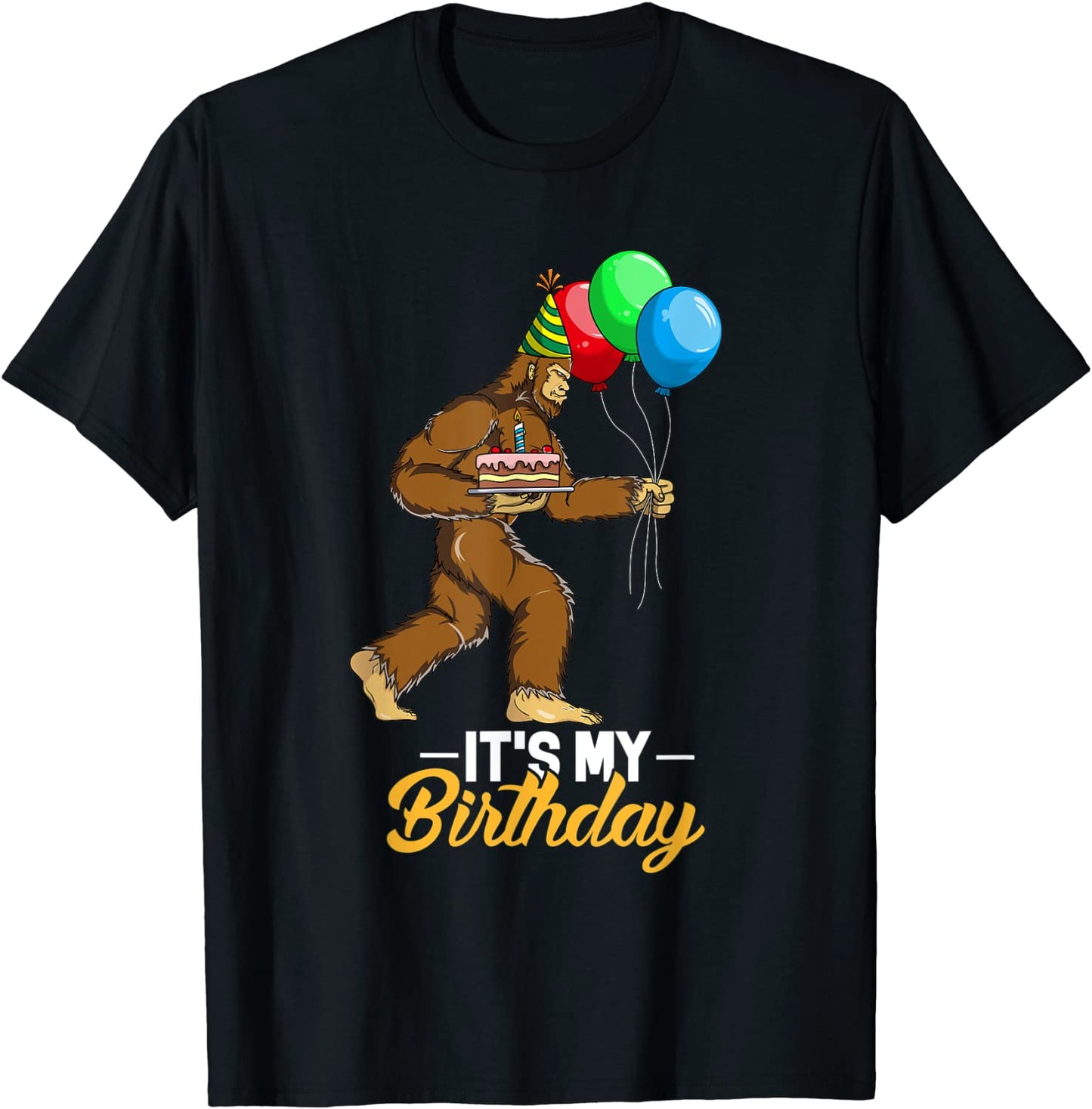 Bigfoot Birthday Cake Balloons Sasquatch Yeti T-Shirt