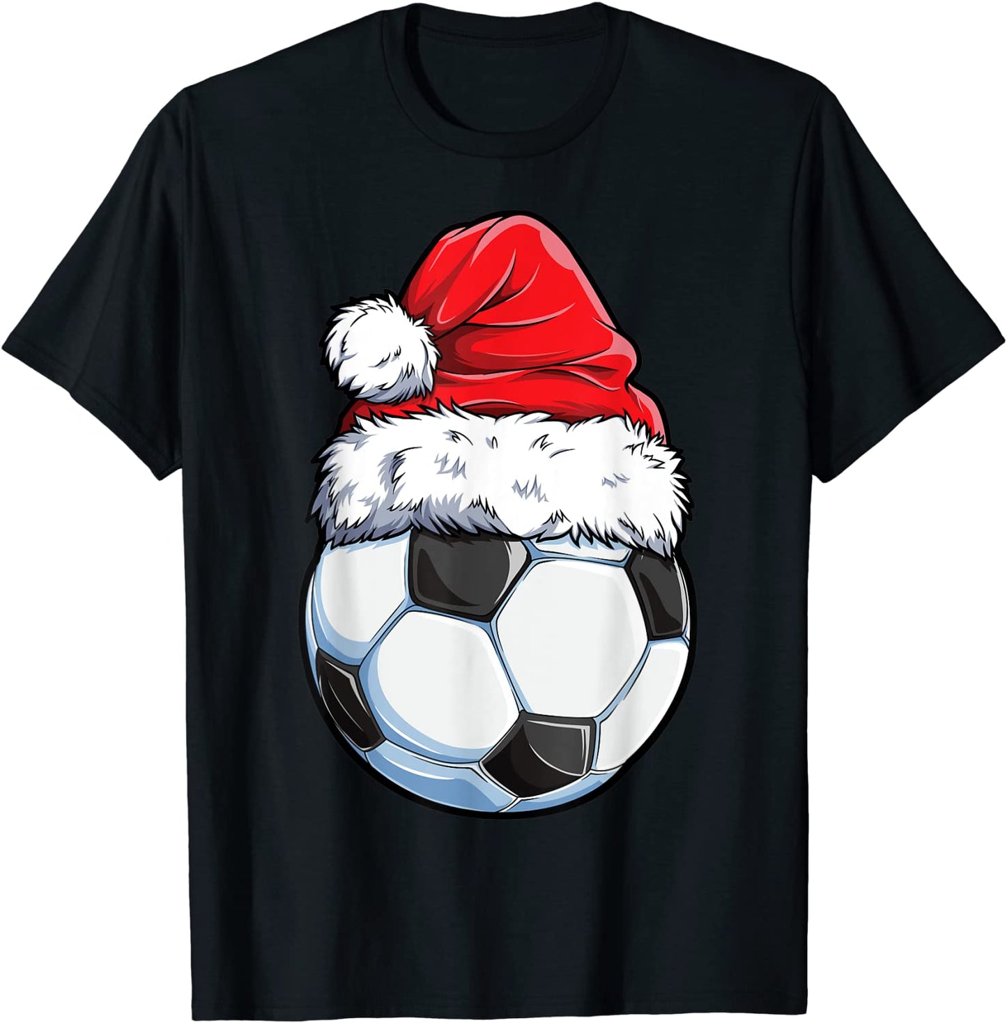 Christmas Soccer Ball Santa Hat Funny Sport Xmas Boys Men T-Shirt