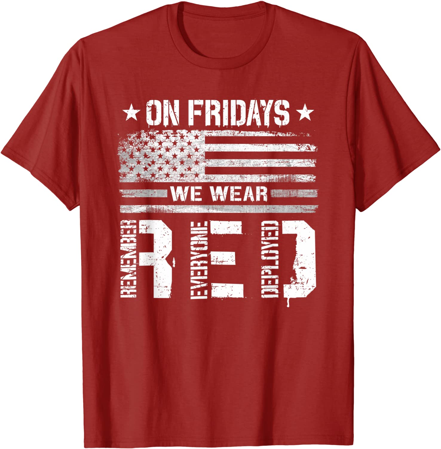 On Friday We Wear Red American Flag Military Supportive T-Shirt