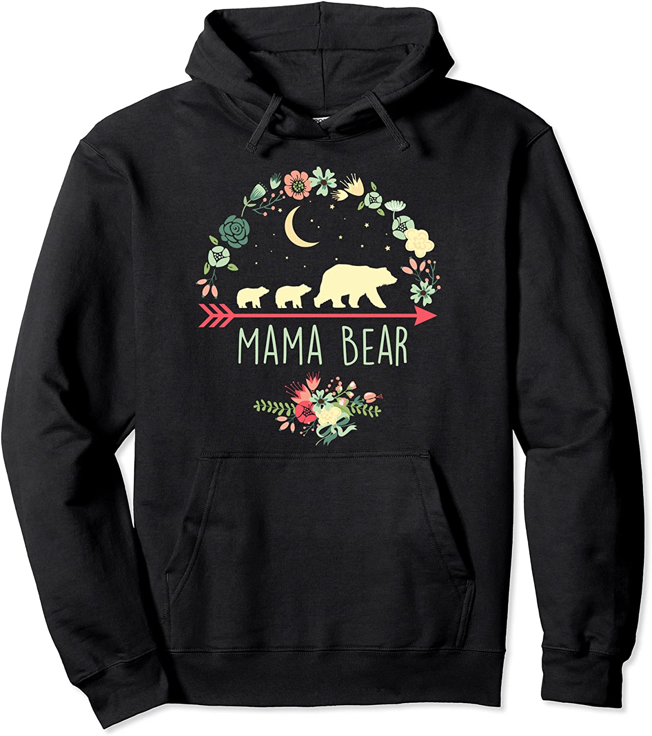 Floral Mama Bear with 2 Cubs Pullover Hoodie