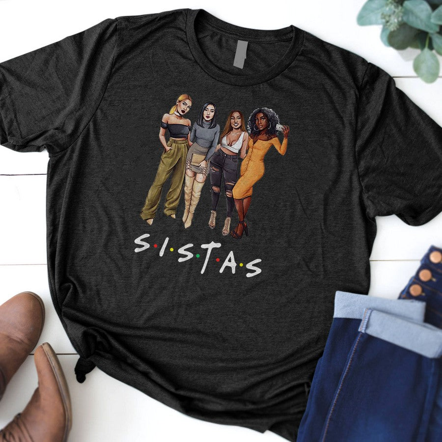 Sistas Afro Women Together Black Power Black History Month T-Shirt